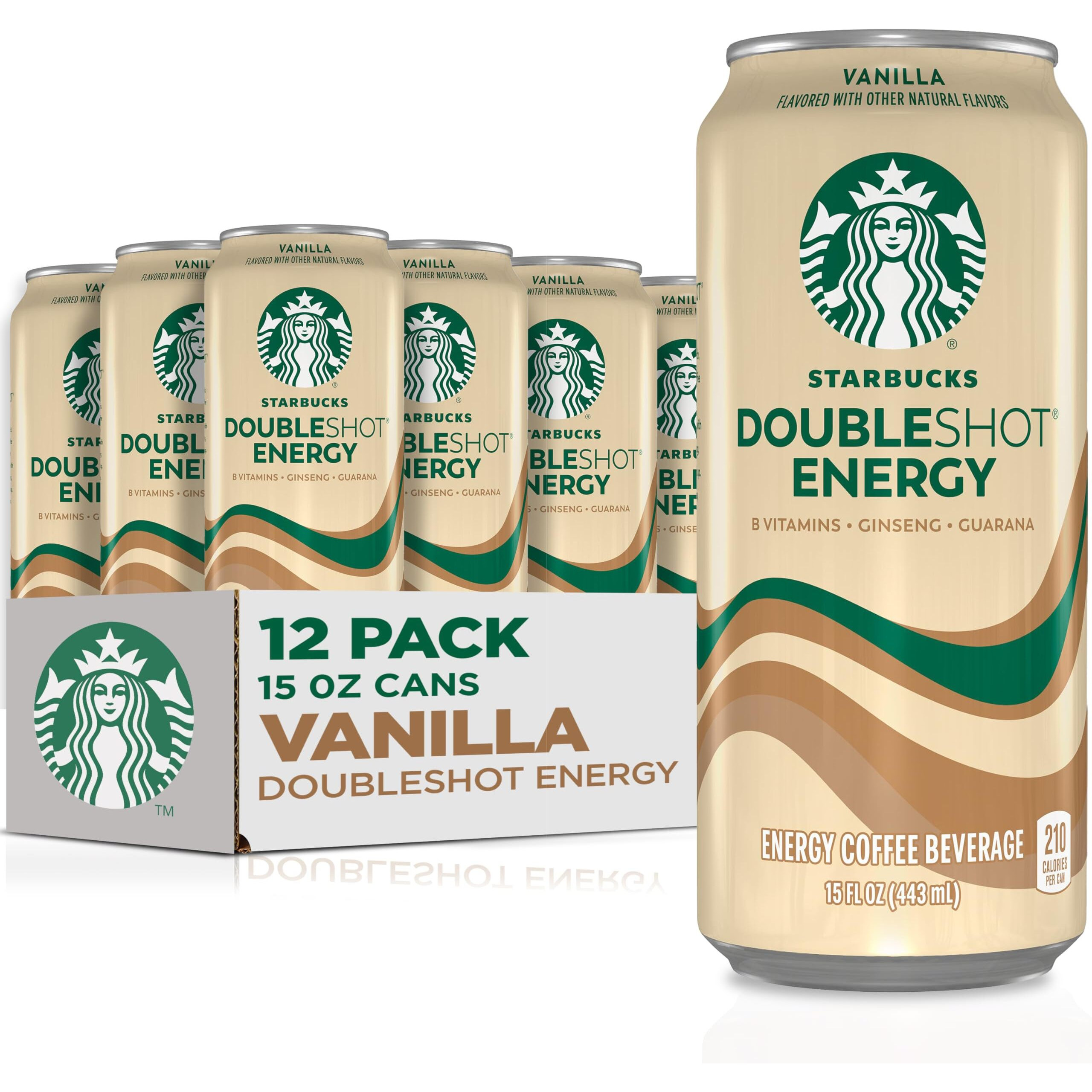 Starbucks Doubleshot Energy Drink Coffee Beverage, Vanilla, Iced Coffee, 15 Fl Oz Cans (12 Pack) (Packaging May Vary)