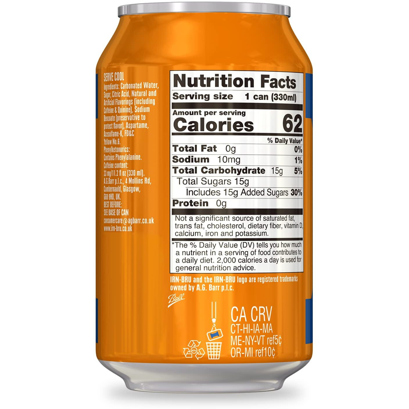 Irn-Bru From Ag Barr The Original And Best Sparkling Flavored Soft Drink | A Scottish Favorite | 330 Ml (Pack Of 6)
