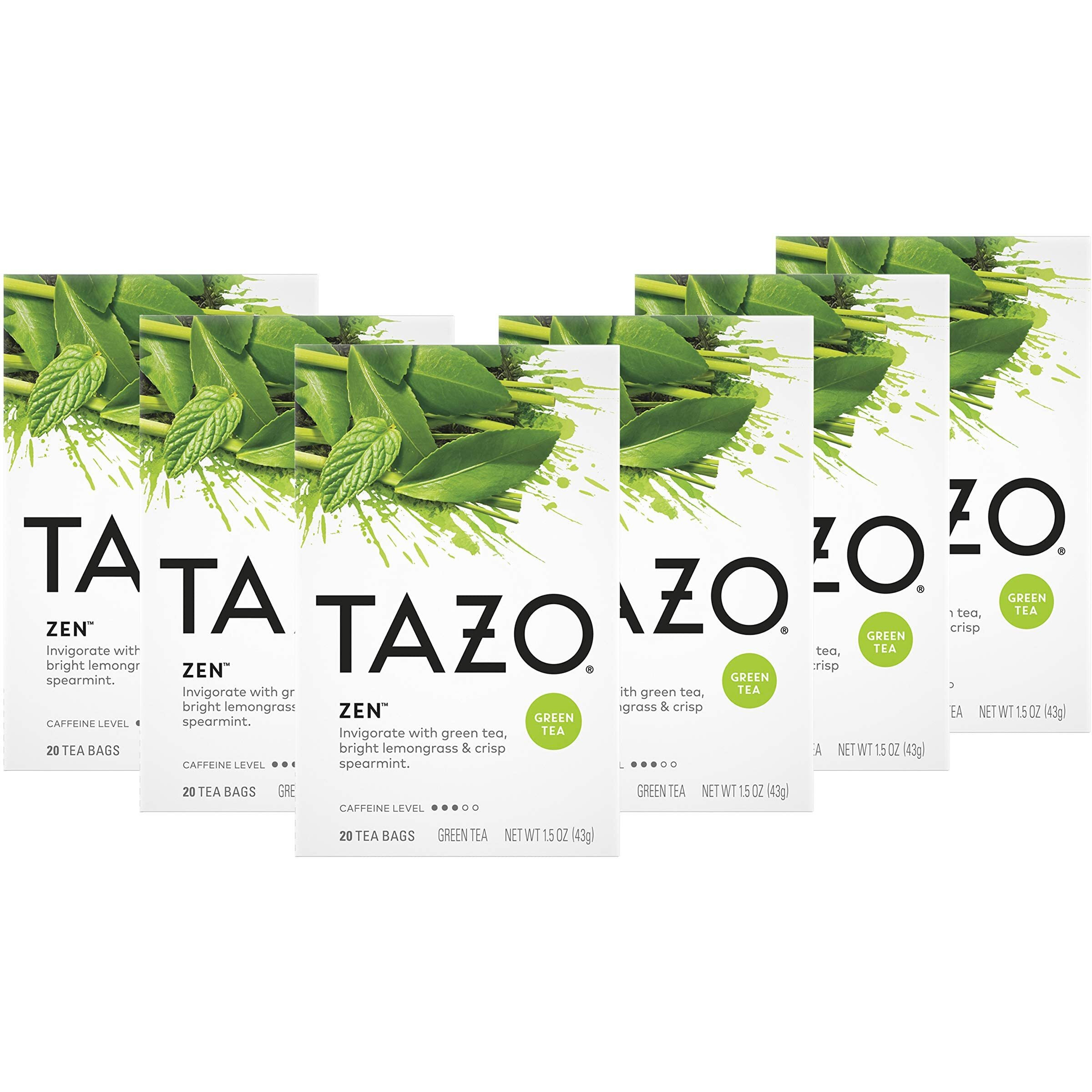Tazo Tea Bags, Green Tea, Zen, 20 Count (Pack Of 6)