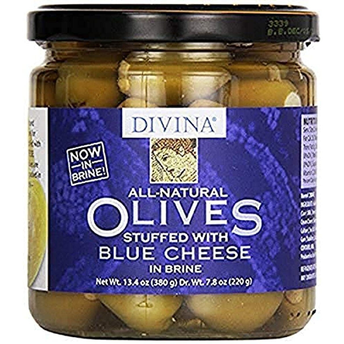 Divina Olives Stuffed With Blue Cheese In Brine, 7.8 Oz Jars (Pack Of 3)
