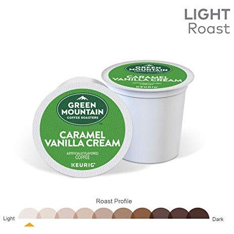 Green Mountain Coffee Roasters Caramel Vanilla Cream Keurig Single-Serve K-Cup Pods, Light Roast Coffee, 72 Count (6 Packs Of 12)
