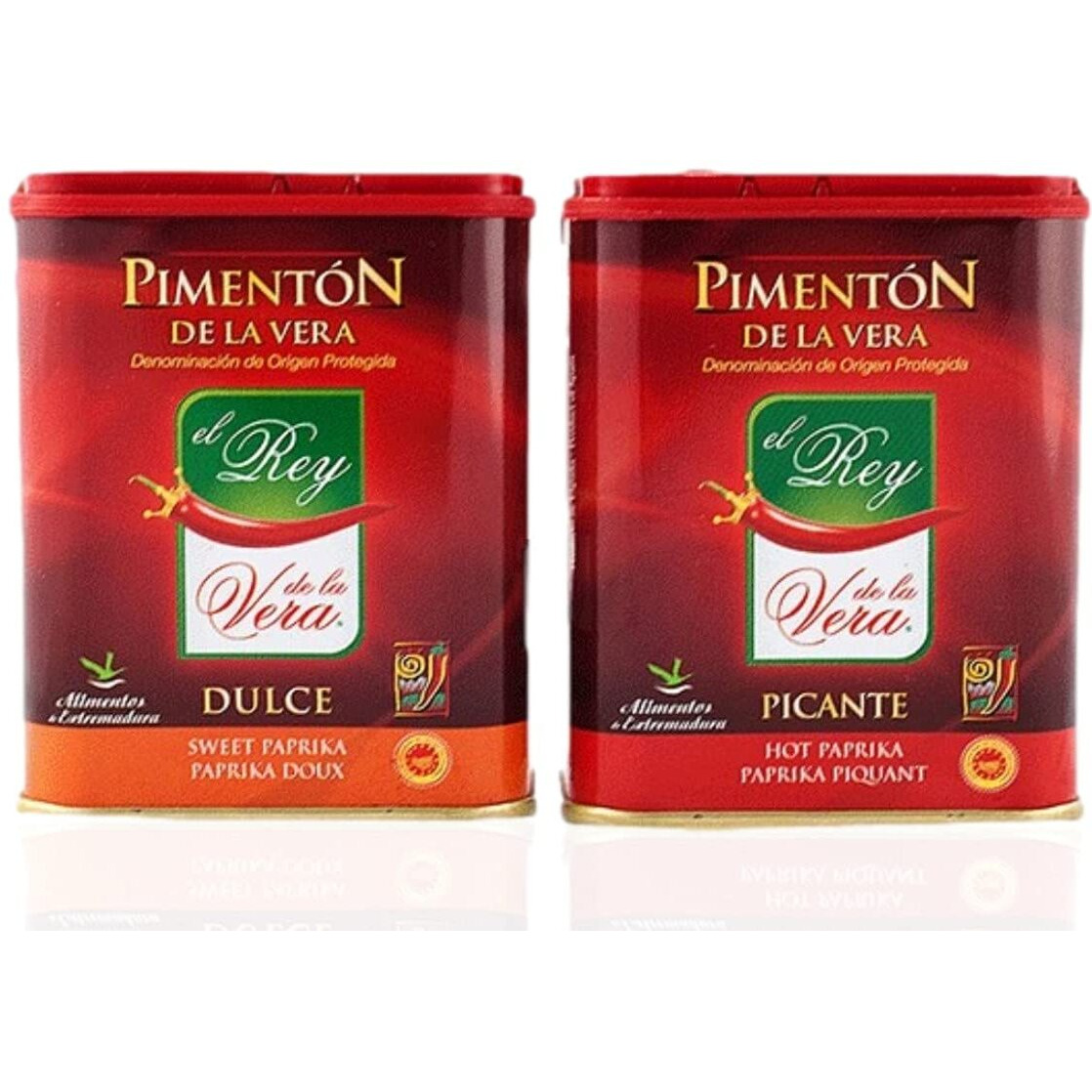 Artisan Spanish Smoked Paprika, Pimenton From La Vera Region. Hot And Sweet. Set Of 2 Tins.