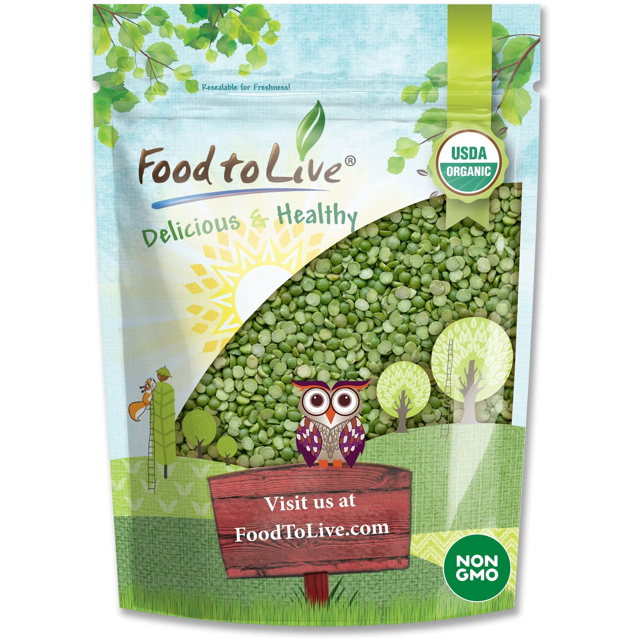 Food To Live Organic Green Split Peas, 3 Pounds Non-Gmo, Dried, Vegan, Kosher, Bulk. Easy To Cook. Great Source Of Protein, Fiber, Essential Minerals For Pea Soup, Stews, Salads. Product Of Canada.