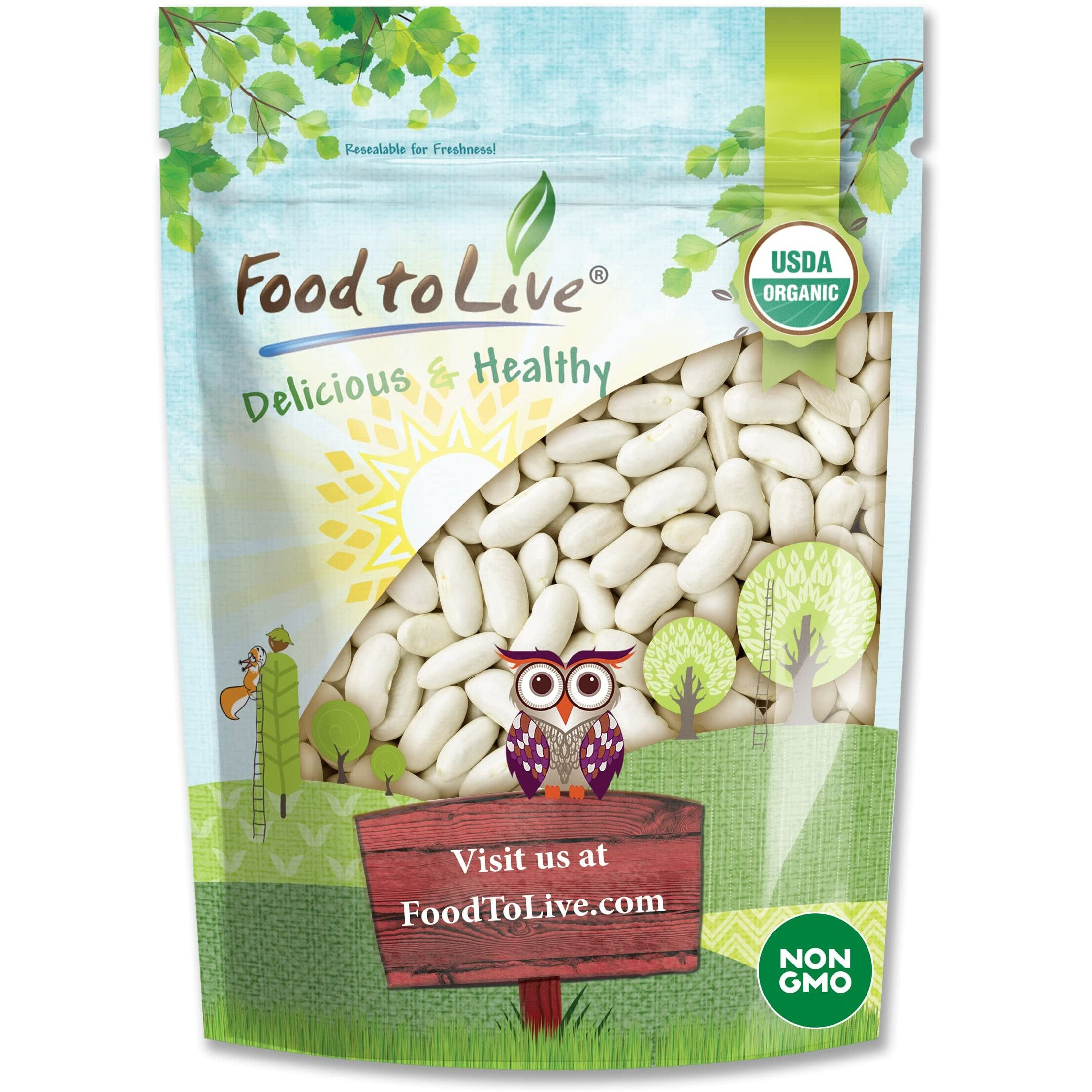 Food To Live Organic Cannellini Beans, 1 Pound - Non-Gmo, Dried White Kidney Beans, Sproutable, Vegan, Kosher, Bulk. Pre-Soak Needed. Rich In Fiber, Protein. Great For Minestrone Soup, Bean Salad.
