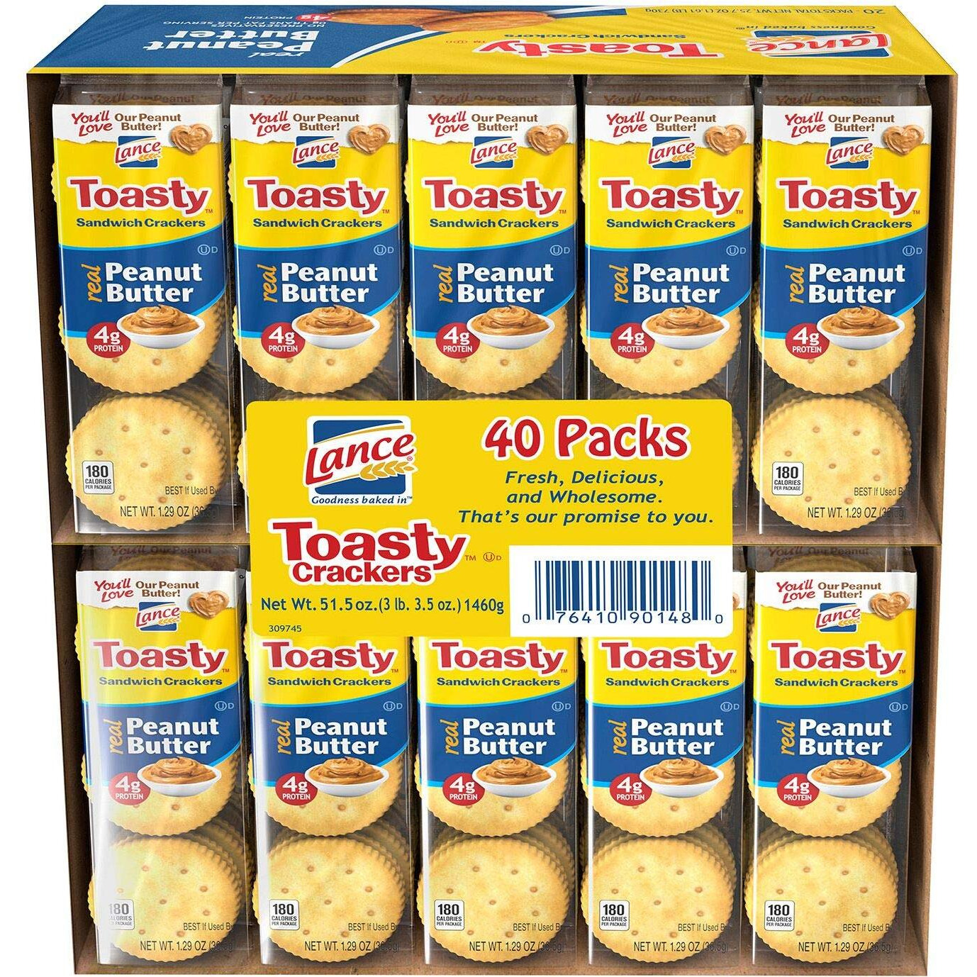 Lance Fresh Toasty Crackers With Rich Peanut Butter Sandwich Crackers (40 Packs)