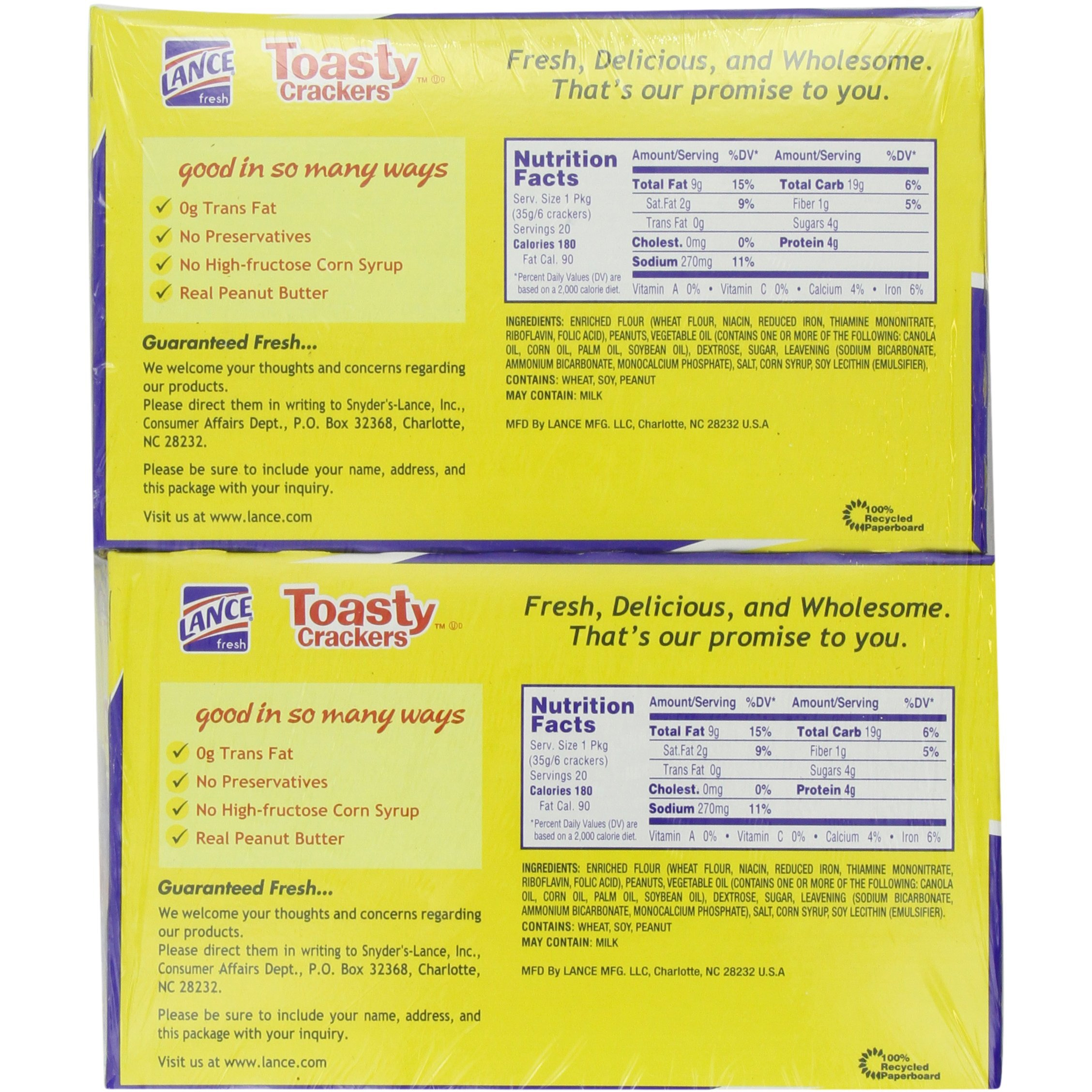 Lance Fresh Toasty Crackers With Rich Peanut Butter Sandwich Crackers (40 Packs)