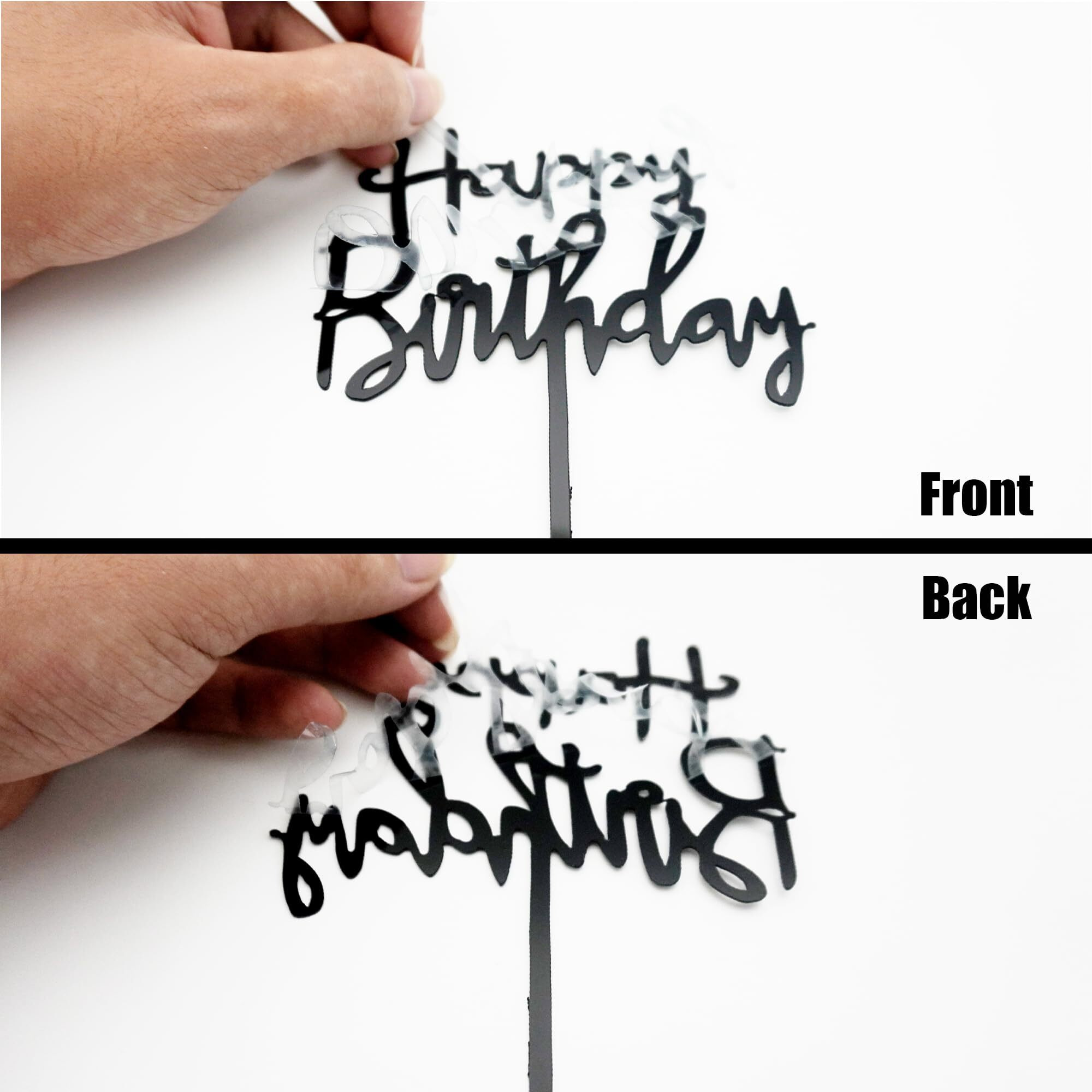 50 Pcs Acrylic Happy Birthday Cake Topper Gold Black Pink Silver Birthday Cake Topper Pick For Birthday Party Cake Desserts Pastries Decorations (4 Colors)