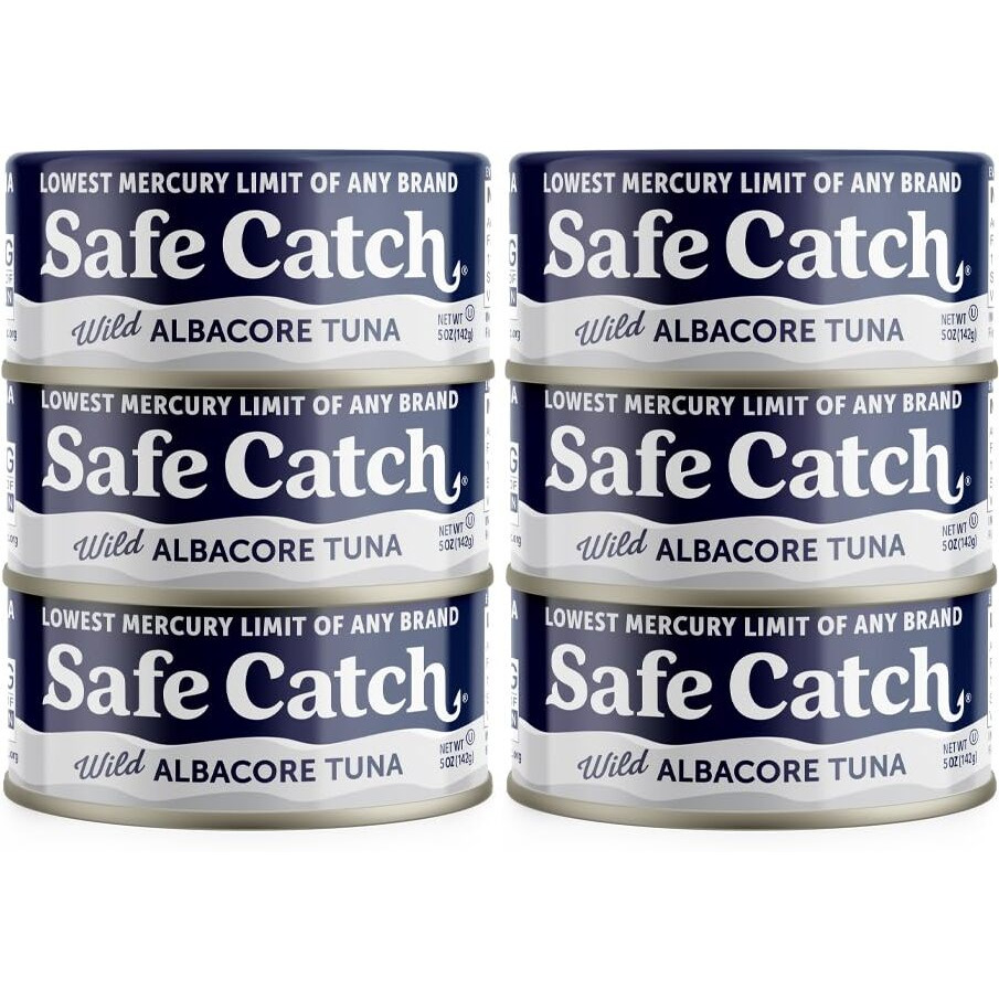 Safe Catch Wild Albacore Tuna Canned Low Mercury Can Tuna Fish Steak Gluten-Free Keto Food Non-Gmo Kosher Paleo-Friendly High Protein Every Can Of Tuna Is Tested No Water Oil Tuna, Pack Of 6 5Oz