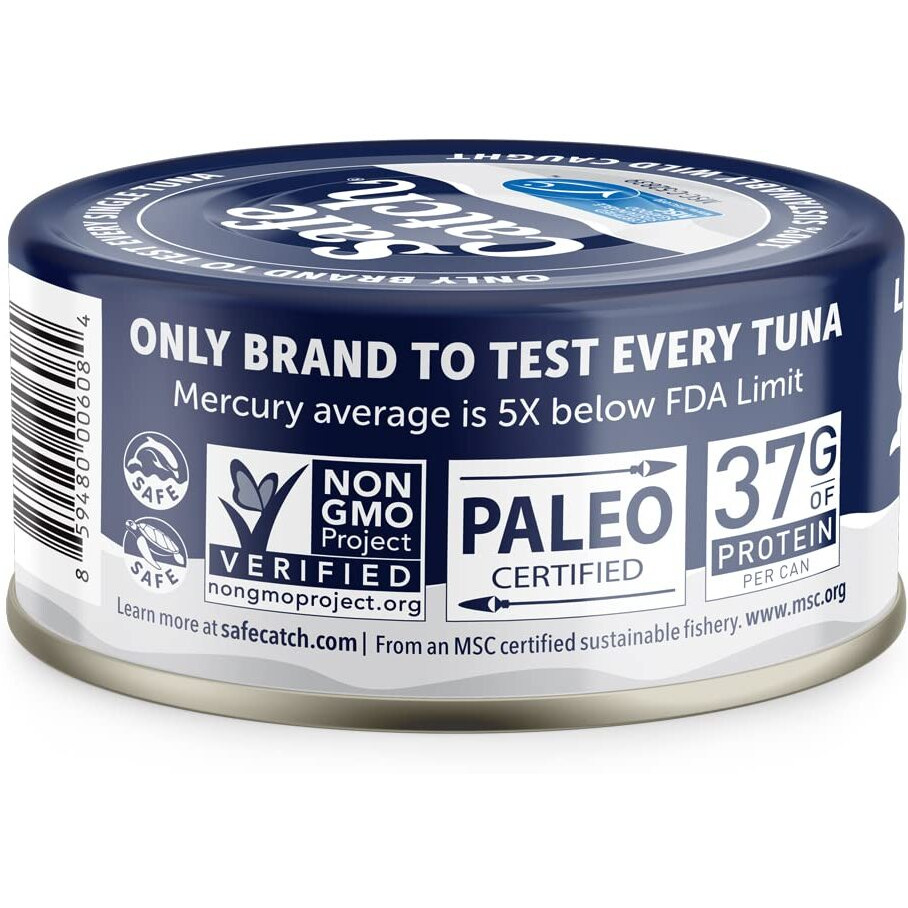 Safe Catch Wild Albacore Tuna Canned Low Mercury Can Tuna Fish Steak Gluten-Free Keto Food Non-Gmo Kosher Paleo-Friendly High Protein Every Can Of Tuna Is Tested No Water Oil Tuna, Pack Of 6 5Oz