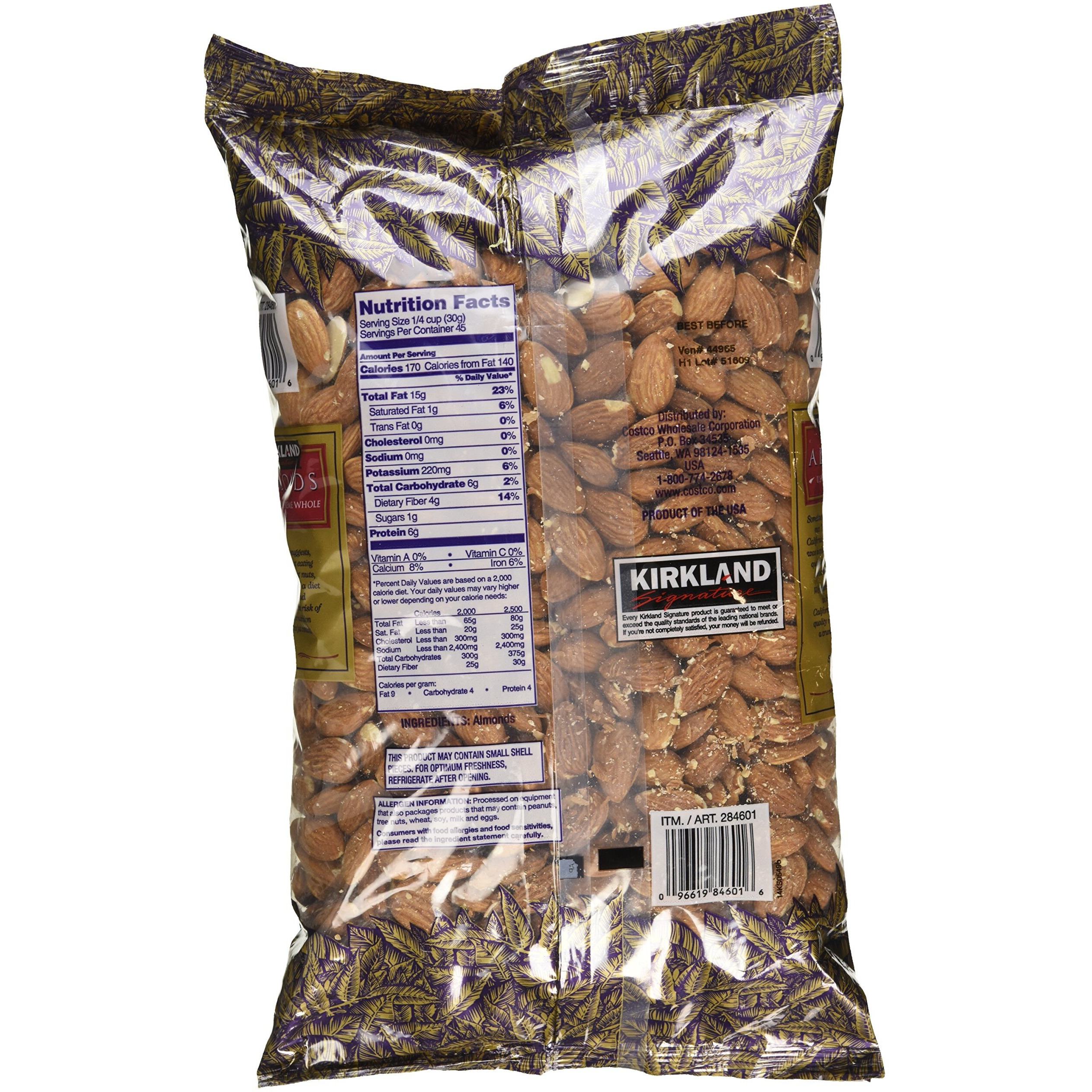 Kirkland Signature Supreme Whole Almonds, 3 Pound