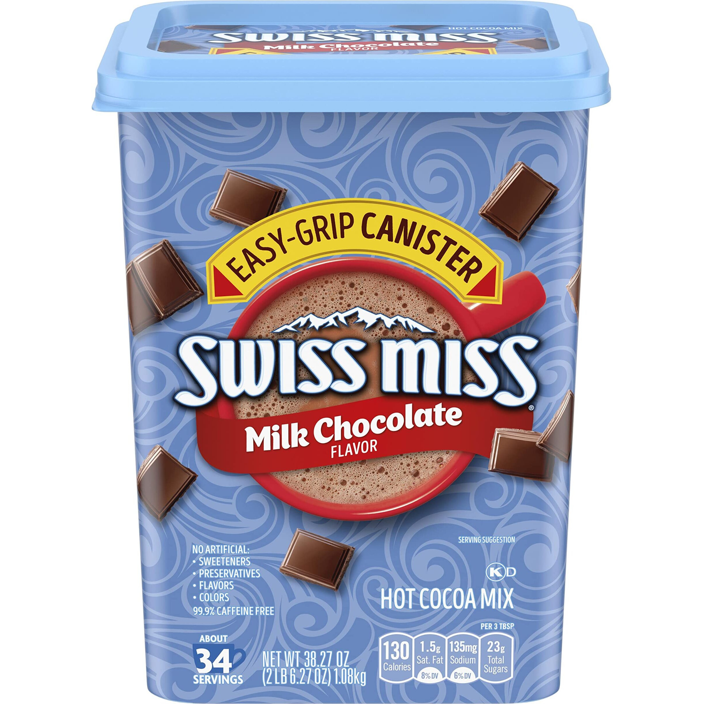 Swiss Miss Milk Chocolate Flavored Hot Cocoa Mix, 38.27 Oz Square Canister