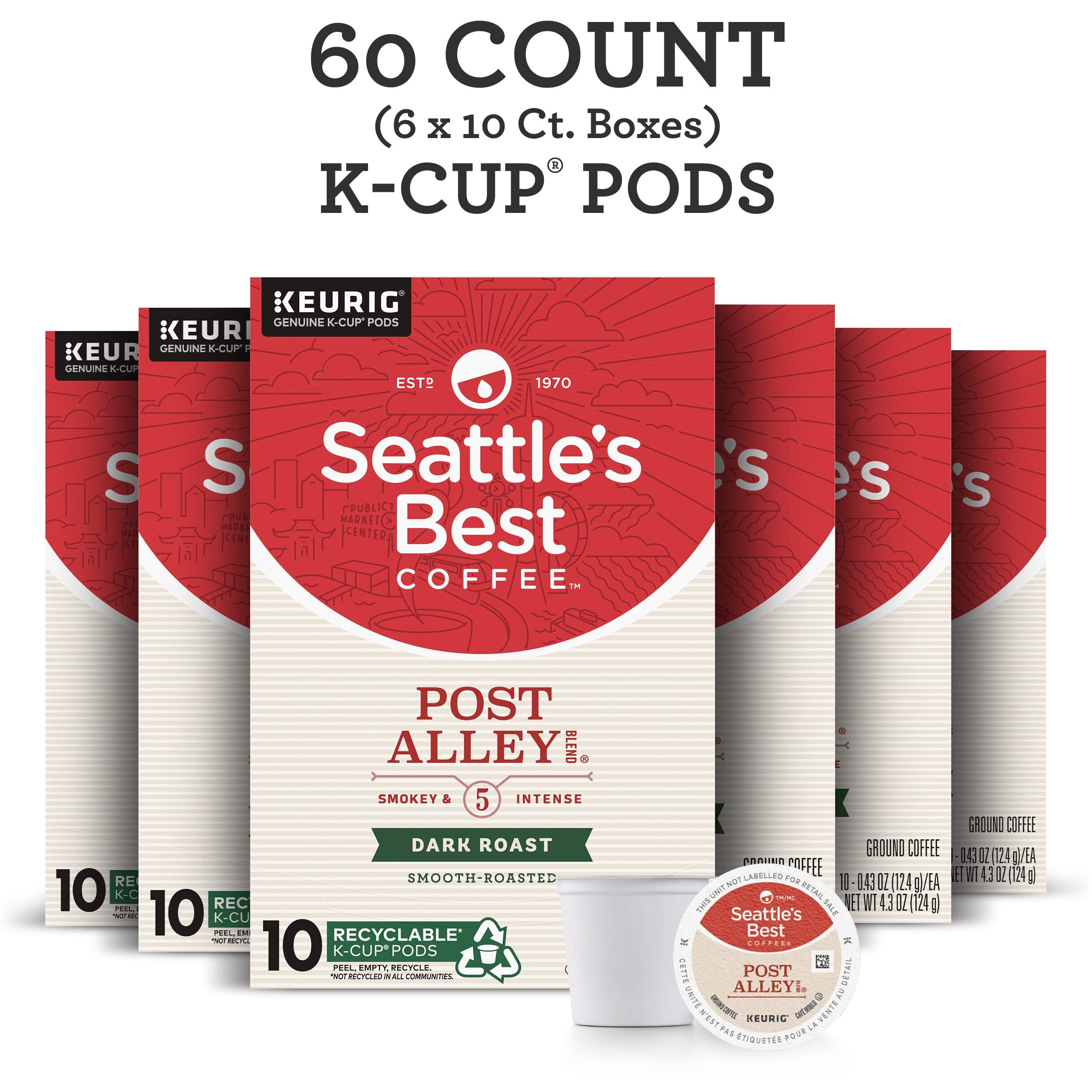 Seattle's Best Coffee Post Alley Blend Dark Roast K-Cup Pods | 6 Boxes Of 10 (60 Total Pods)