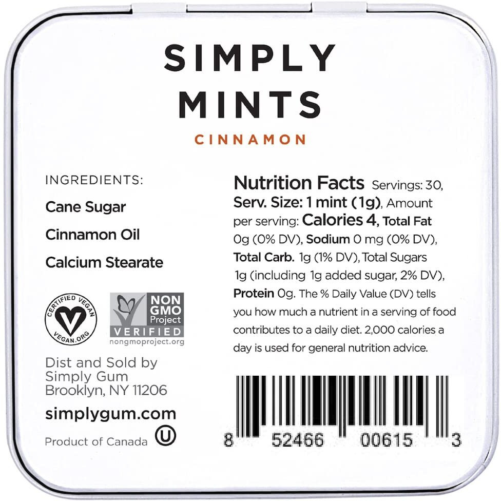 Simply Gum Breath Mints (Cinnamon, 1.1 Ounce (Pack Of 6))