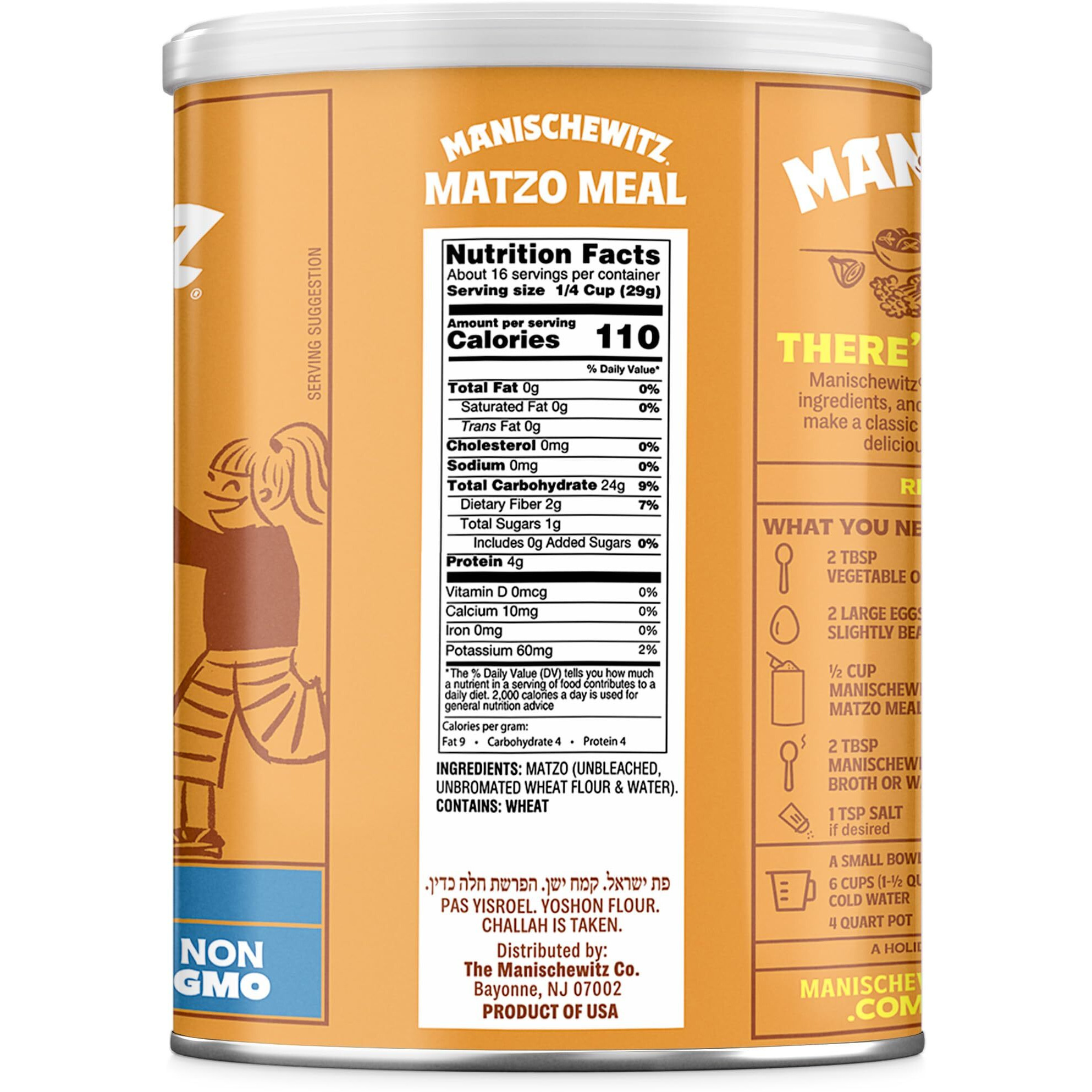 Manischewitz Matzo Meal Daily Canister, 1 Pound (Pack Of 2)