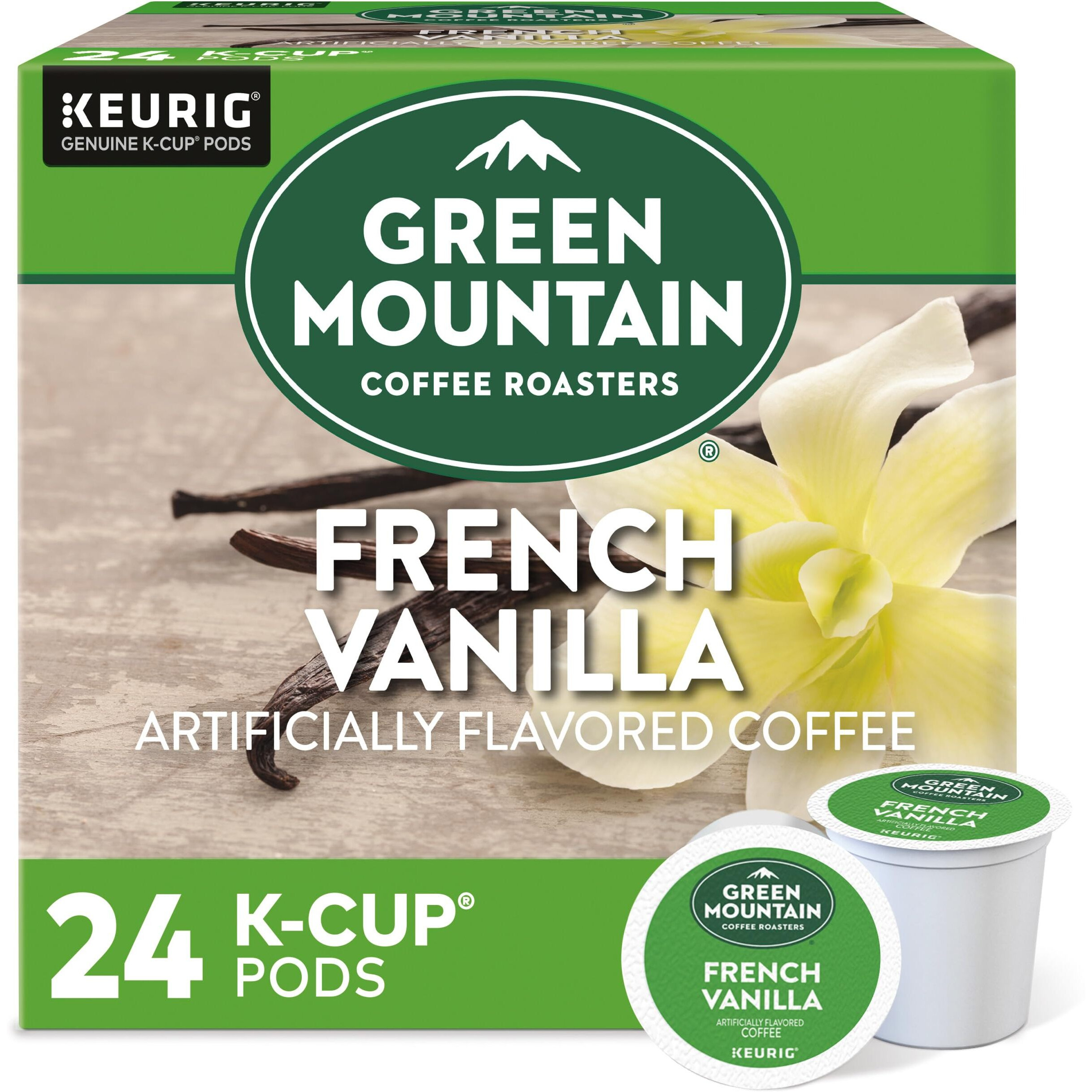 Green Mountain Coffee Roasters French Vanilla, Single-Serve Keurig K-Cup Pods, Flavored Light Roast Coffee, 24 Count