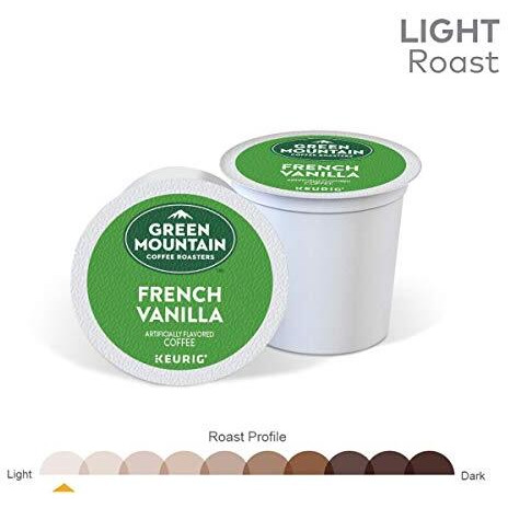 Green Mountain Coffee Roasters French Vanilla, Single-Serve Keurig K-Cup Pods, Flavored Light Roast Coffee, 24 Count