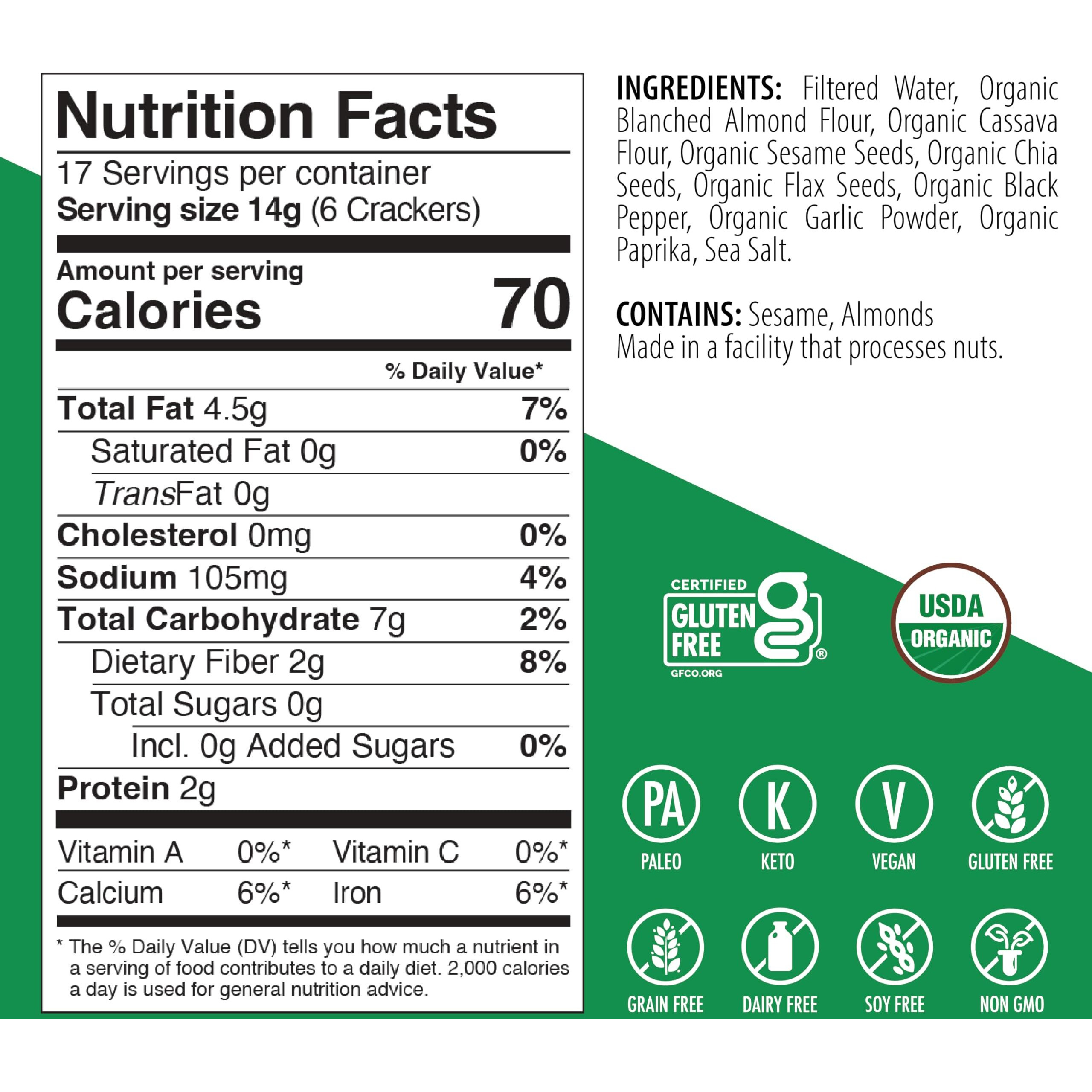 Julian Bakery Paleo Thin Crackers | Salt & Pepper | Usda Organic | Gluten-Free | Grain-Free | Gmo Free | Low Carb | 1 Pack