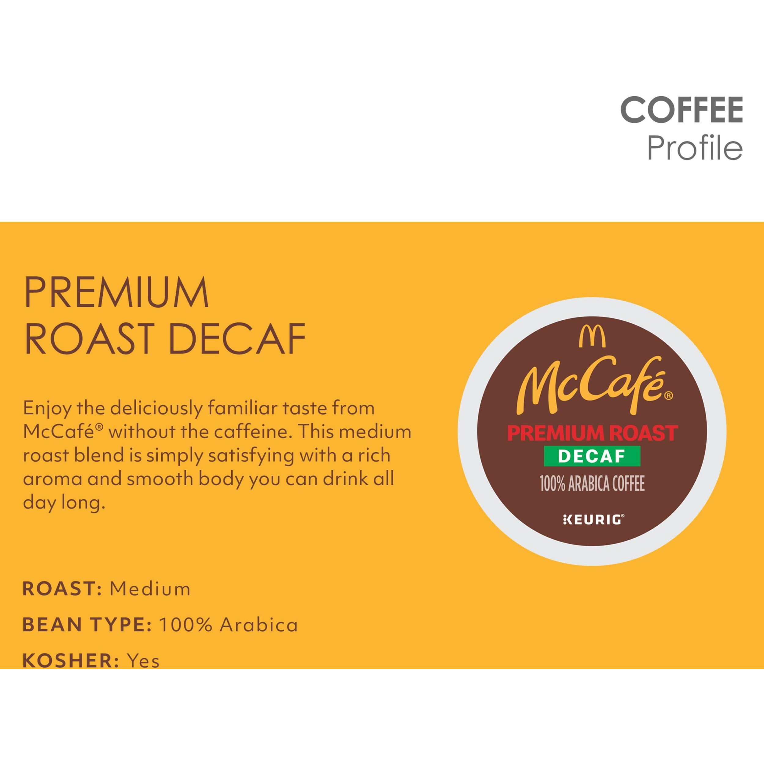 Mccafe Premium Roast Decaf Coffee, Single Serve Keurig K-Cup Pods, Decaffeinated, 72 Count (6 Packs Of 12)