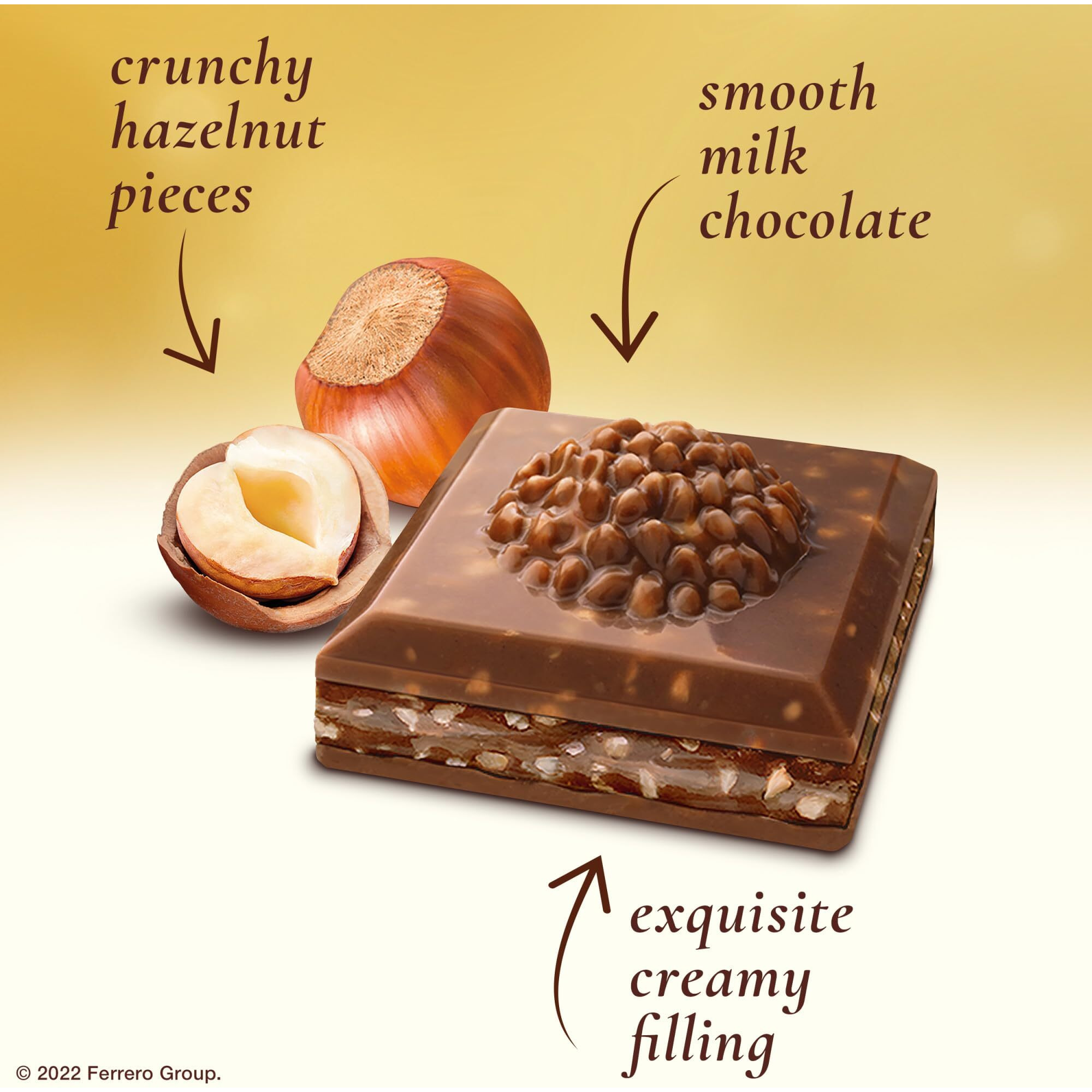 Ferrero Rocher Premium Chocolate Bars, 8 Pack, Chocolate Hazelnut 3.1 Oz Each