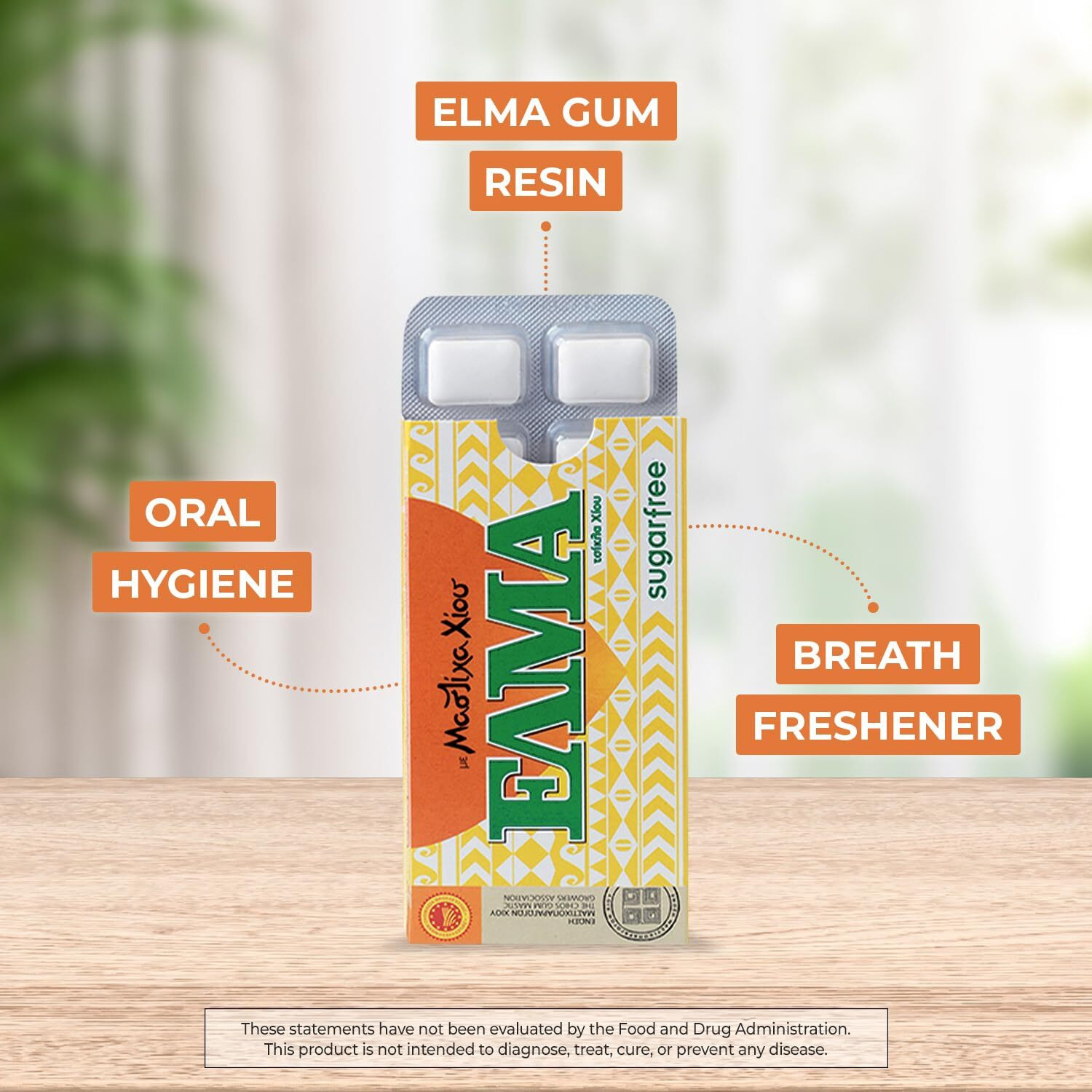 Supersmart - Mastic Gum Chewing Gum Elma - Chios Greek Gum - Natural Oral Hygiene - Sugar Free - Menthol Taste With Xylitol | Gmo & Gluten Free - 5X10 Gums