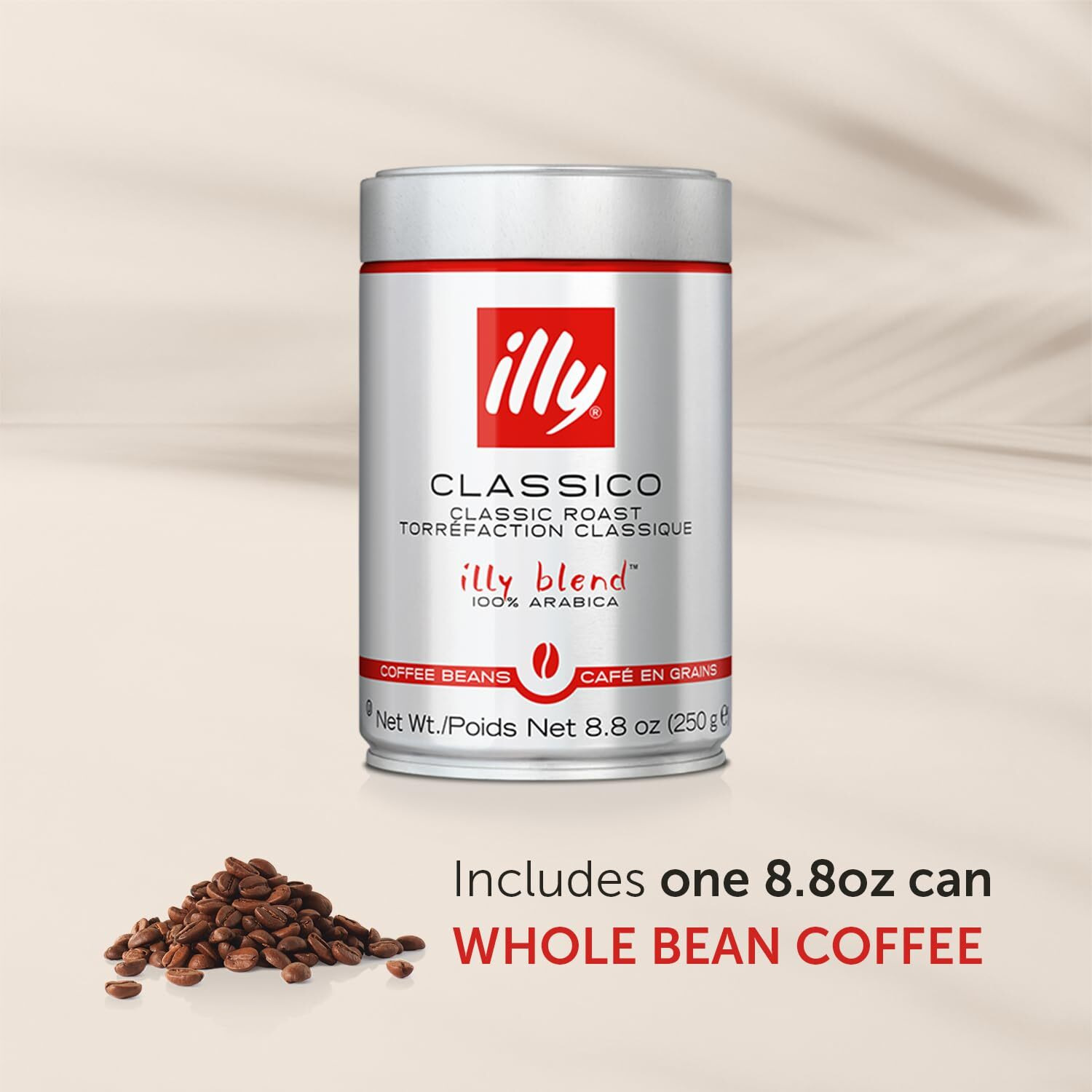 Illy Whole Bean Coffee - Perfectly Roasted Whole Coffee Beans - Classico Medium Roast - With Notes Of Caramel, Orange Blossom & Jasmine - 100% Arabica Coffee - No Preservatives - 8.8 Ounce