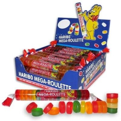 Haribo Gummi Roulettes, Mega-Roulette, 1.59 Oz. Roll (Pack Of 24)