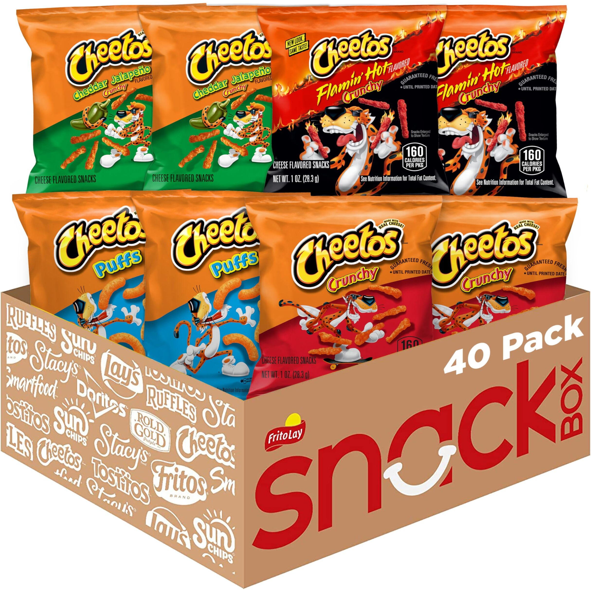 Cheetos Cheese Flavored Snacks, Variety Pack, (Pack Of 40)