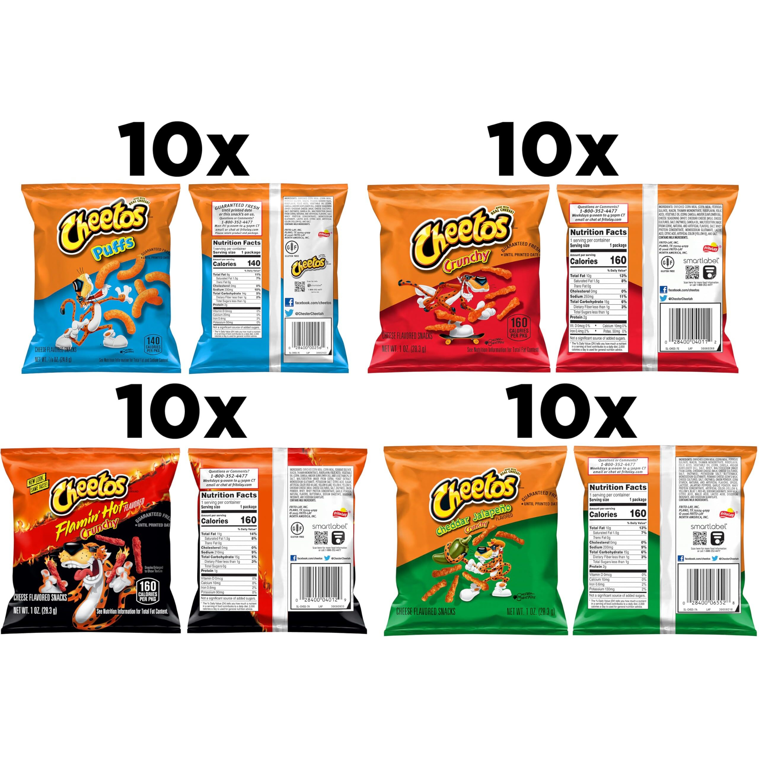 Cheetos Cheese Flavored Snacks, Variety Pack, (Pack Of 40)