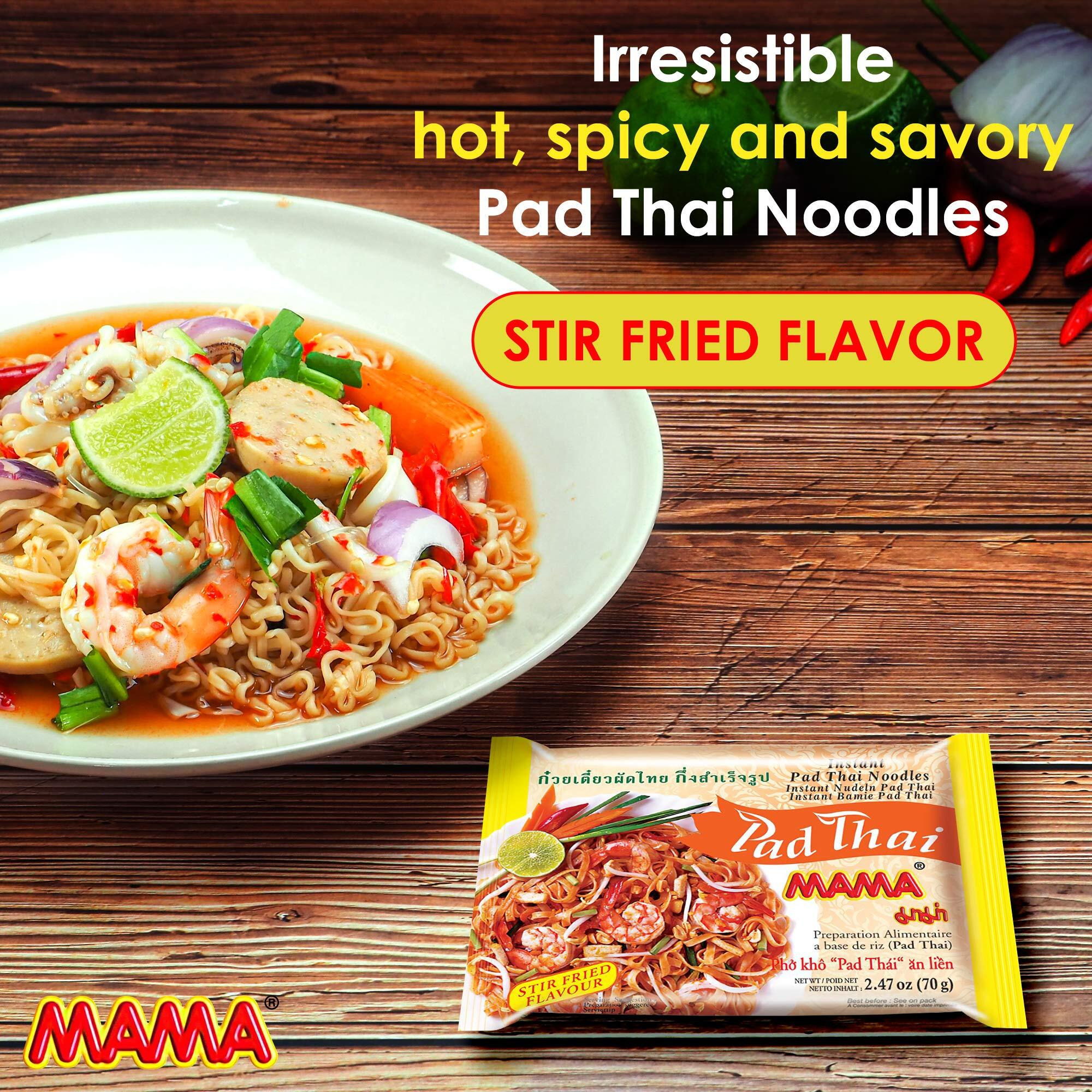 Mama Noodles Pad Thai Instant Spicy Noodles W/Delicious Thai Flavors, Hot & Spicy Noodles W/Pad Thai Soup Base, No Trans Fat W/Fewer Calories Than Deep Fried Noodles 30 Pack