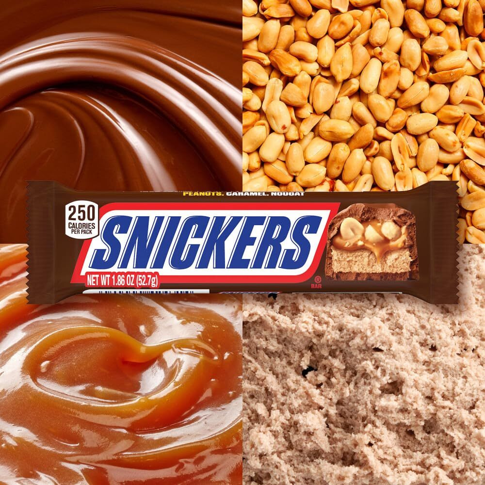 Snickers Full Size Bulk Milk Chocolate Candy Bars, 1.86 Oz Bar, 48 Ct Box