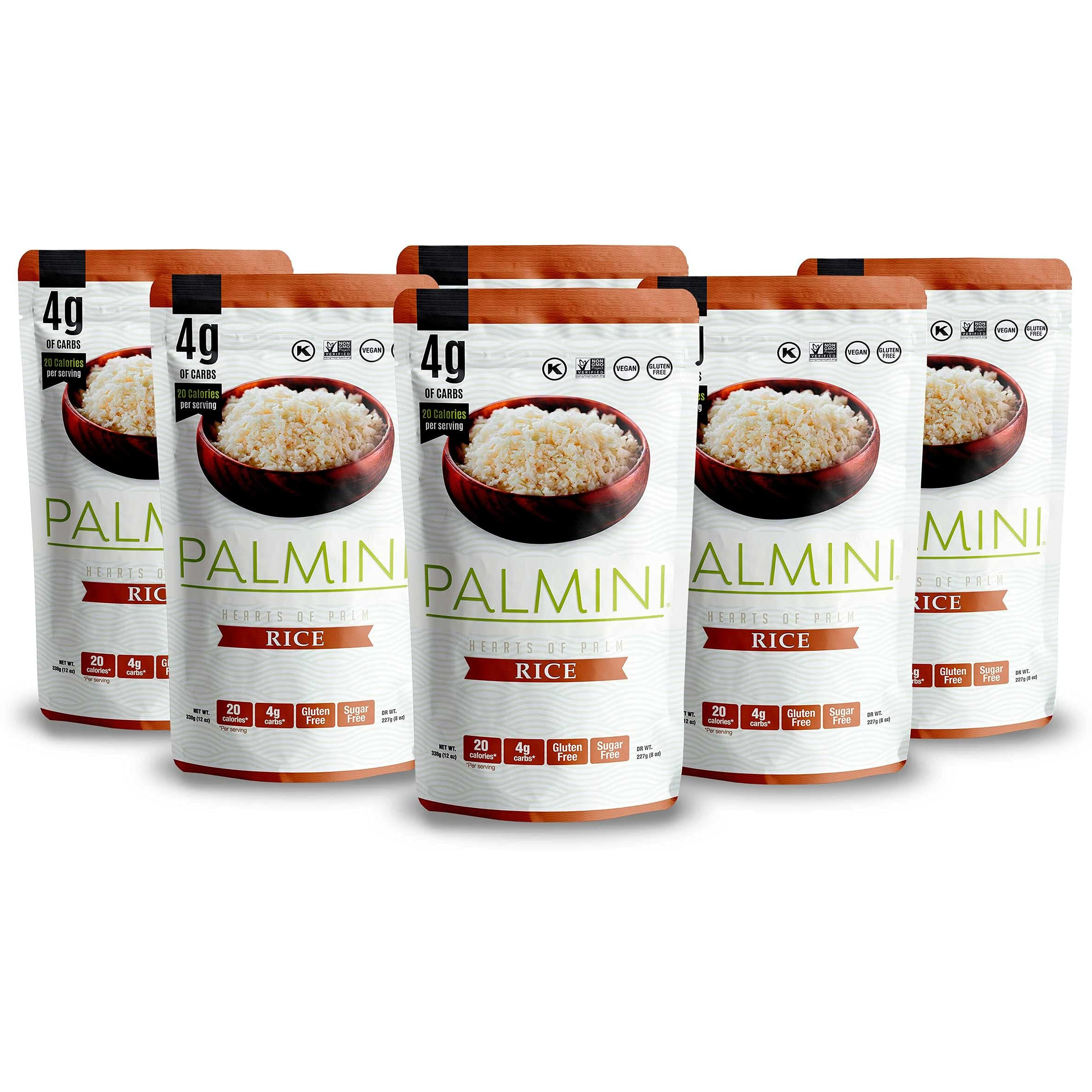 Palmini Rice | Low-Carb, Low-Calorie Hearts Of Palm Rice | Keto, Gluten Free, Vegan, Non-Gmo | As Seen On Shark Tank | (12 Ounces Pouches - Pack Of 6)