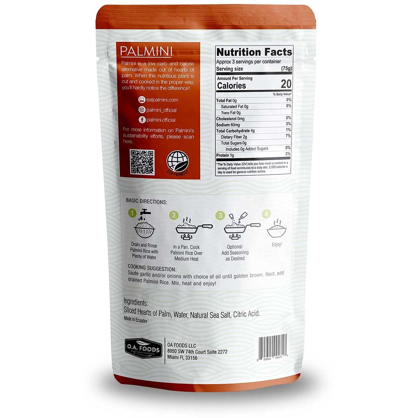 Palmini Rice | Low-Carb, Low-Calorie Hearts Of Palm Rice | Keto, Gluten Free, Vegan, Non-Gmo | As Seen On Shark Tank | (12 Ounces Pouches - Pack Of 6)
