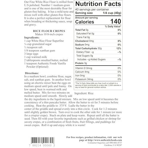 Authentic Foods Superfine White Rice Flour - 3Lb