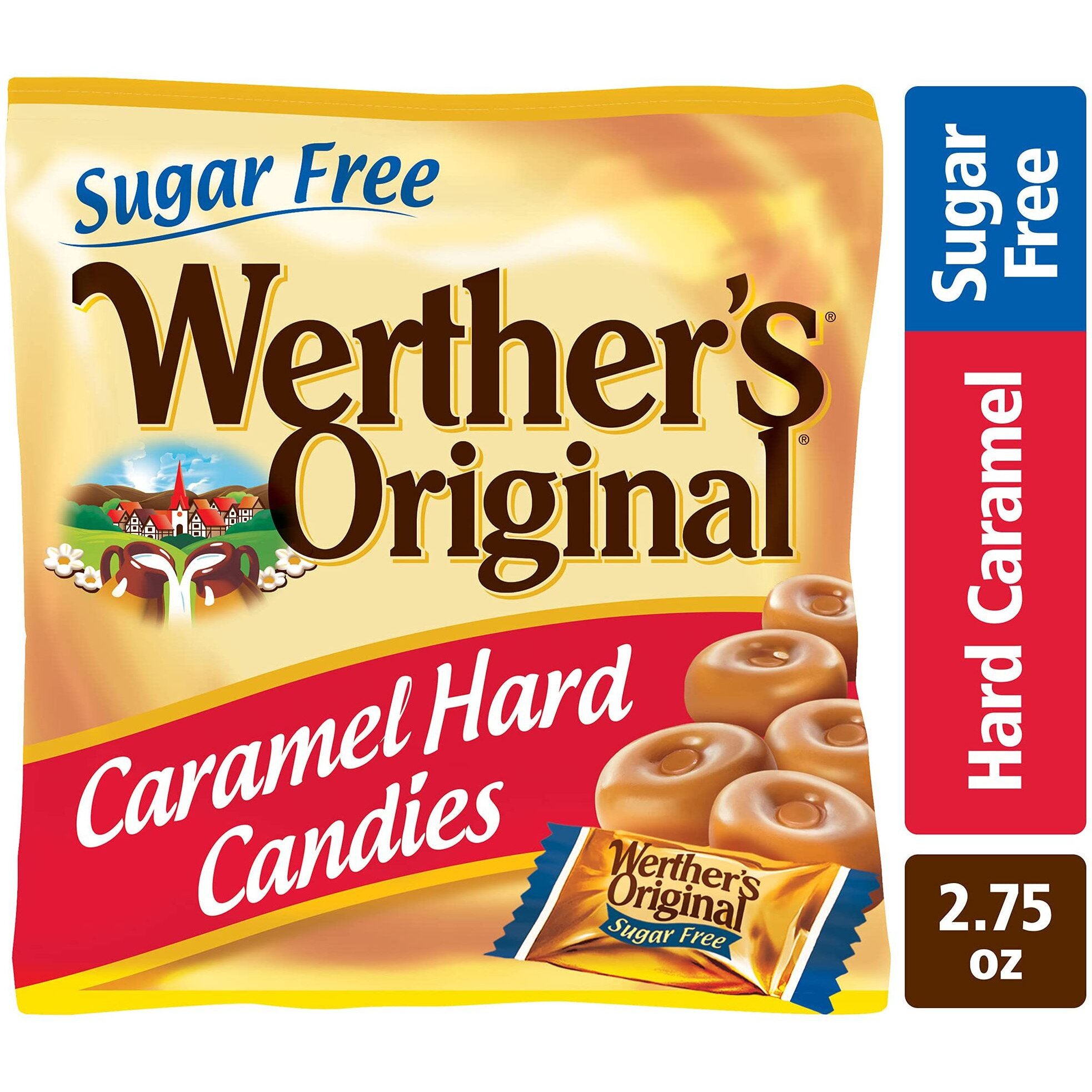 Werther's Original Hard Sugar Free Caramel Candy, 2.75 Oz Bags (Pack Of 12)