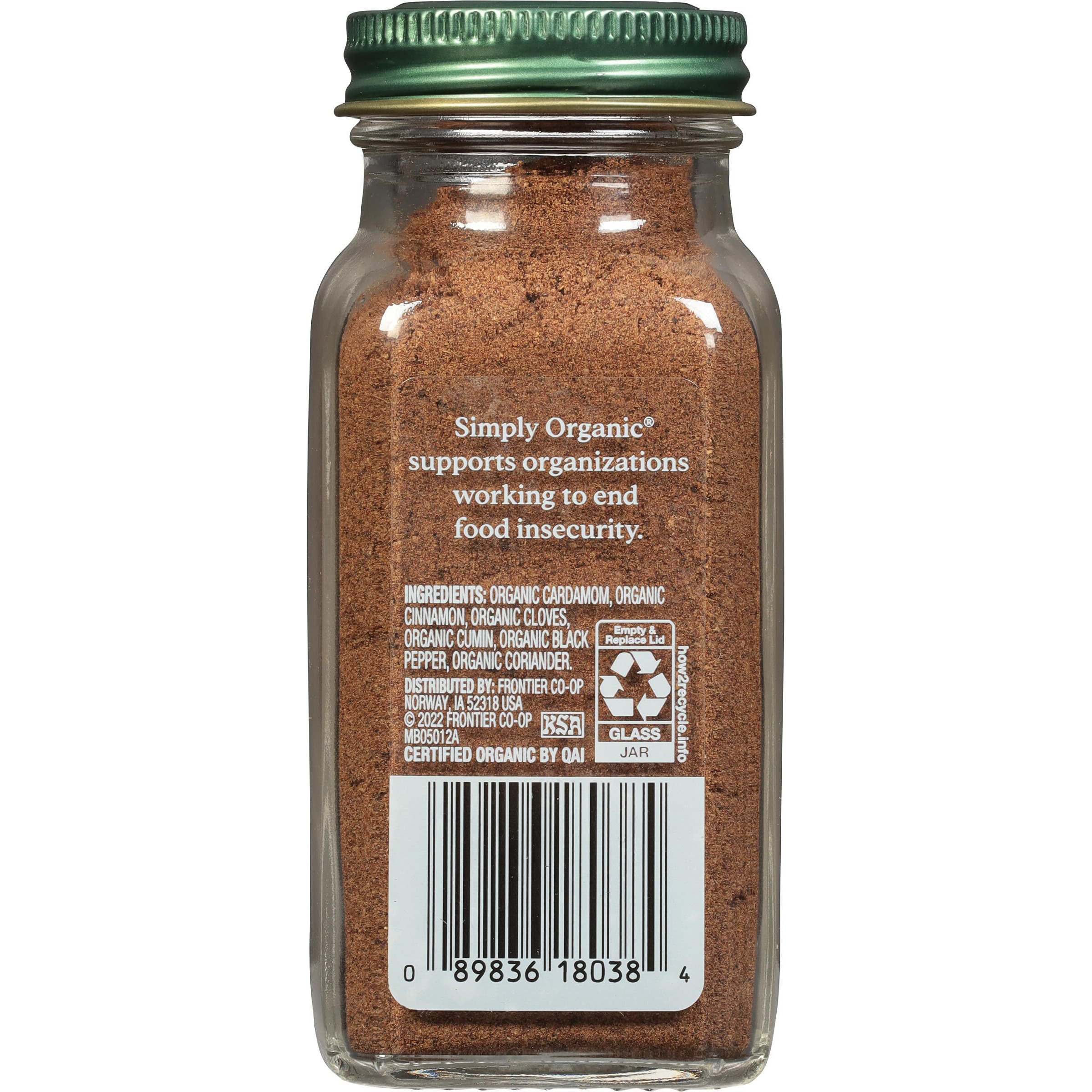 Simply Organic Garam Masala, 3-Ounce Jar, Northern Indian Spice Blend, Richly Spicy But Not Hot, Kosher, Non Eto