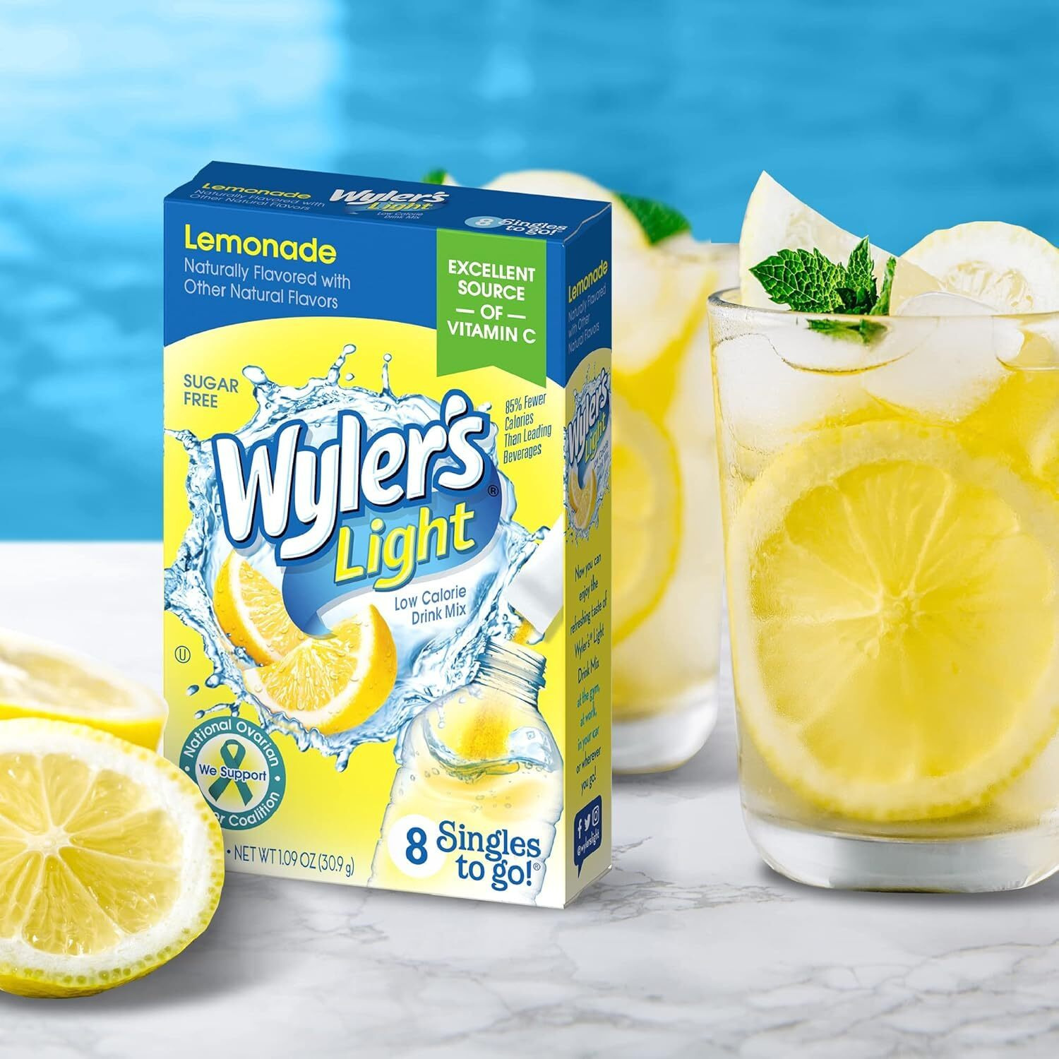 Wyler's Light Singles To Go Powder Packets, Water Drink Mix, Lemonade, 12 Boxes, 8 Servings Per Box, 96 Total Servings