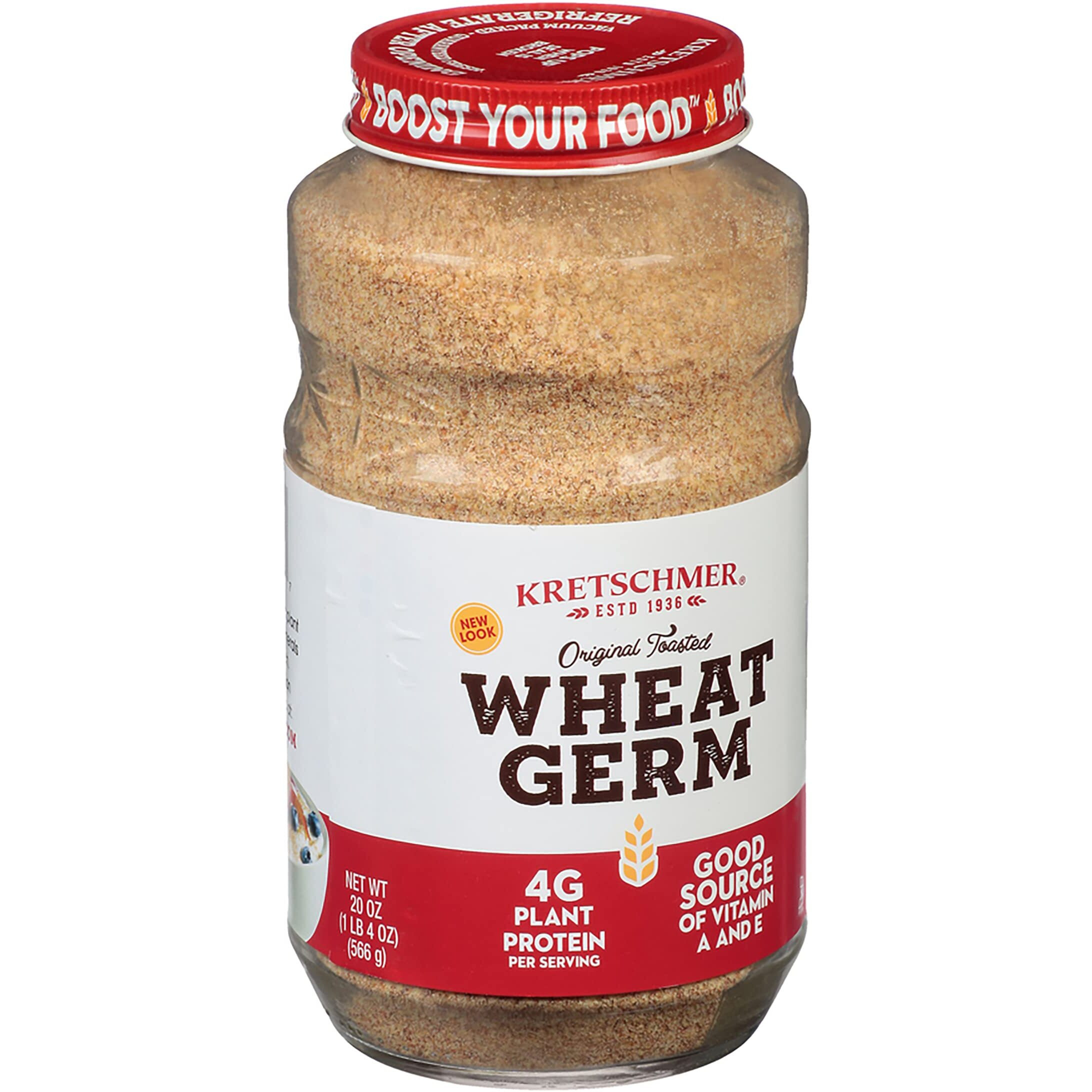 Kretschmer Original Toasted Wheat Germ Boost Your Food With, 20 Ounce Glass Jar (Pack Of 2)