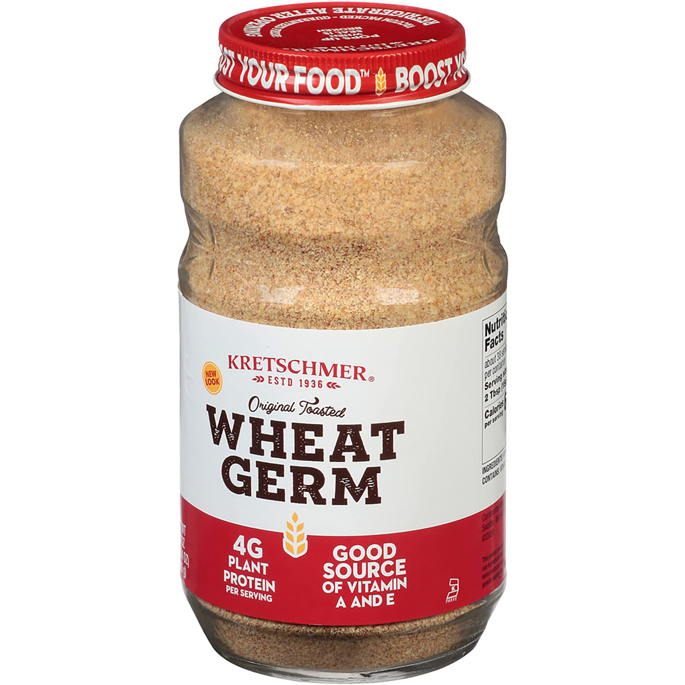 Kretschmer Original Toasted Wheat Germ Boost Your Food With, 20 Ounce Glass Jar (Pack Of 2)