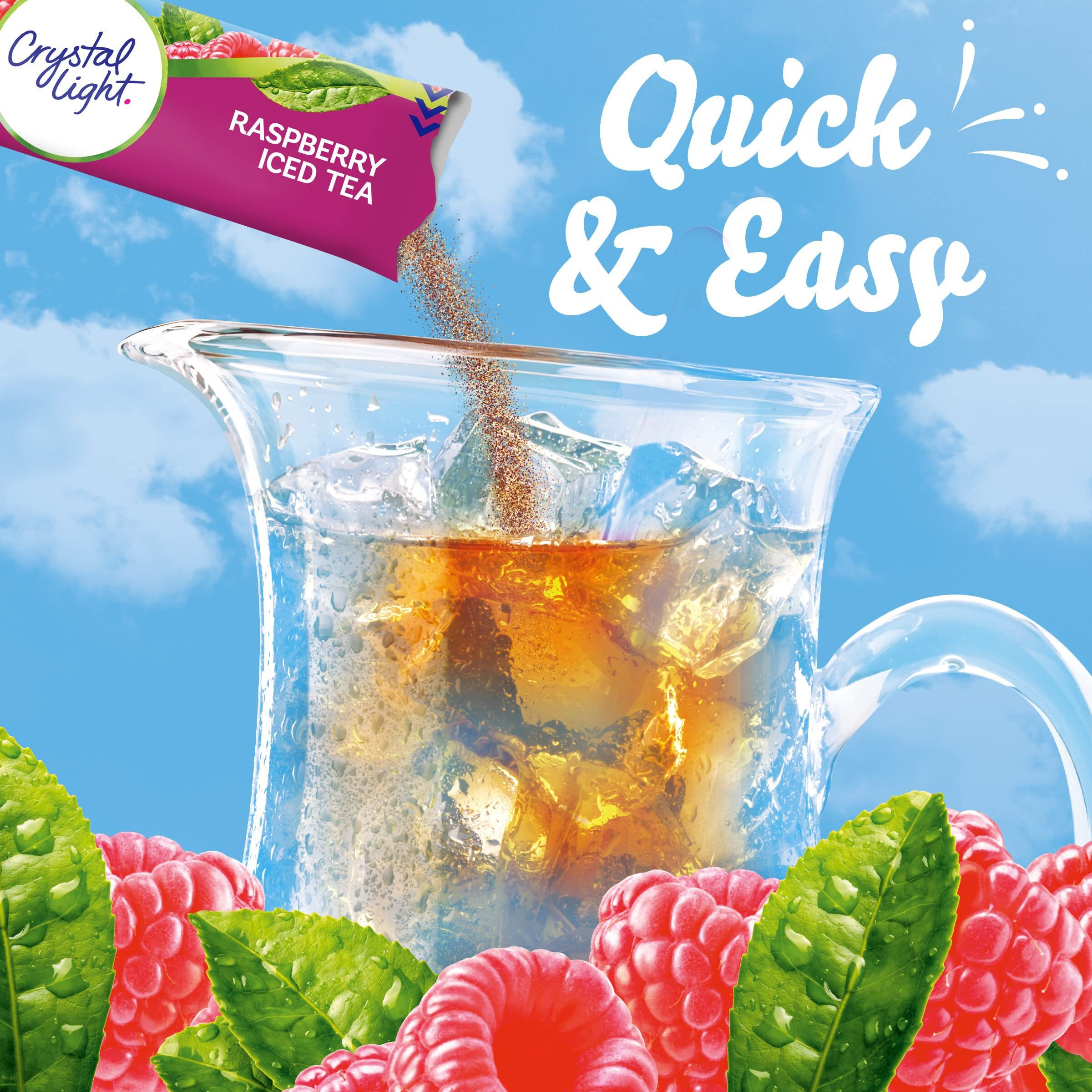 Crystal Light Sugar-Free Raspberry Iced Tea Naturally Flavored Powdered Drink Mix 72 Count Pitcher Packets 6 Count (Pack Of 12)