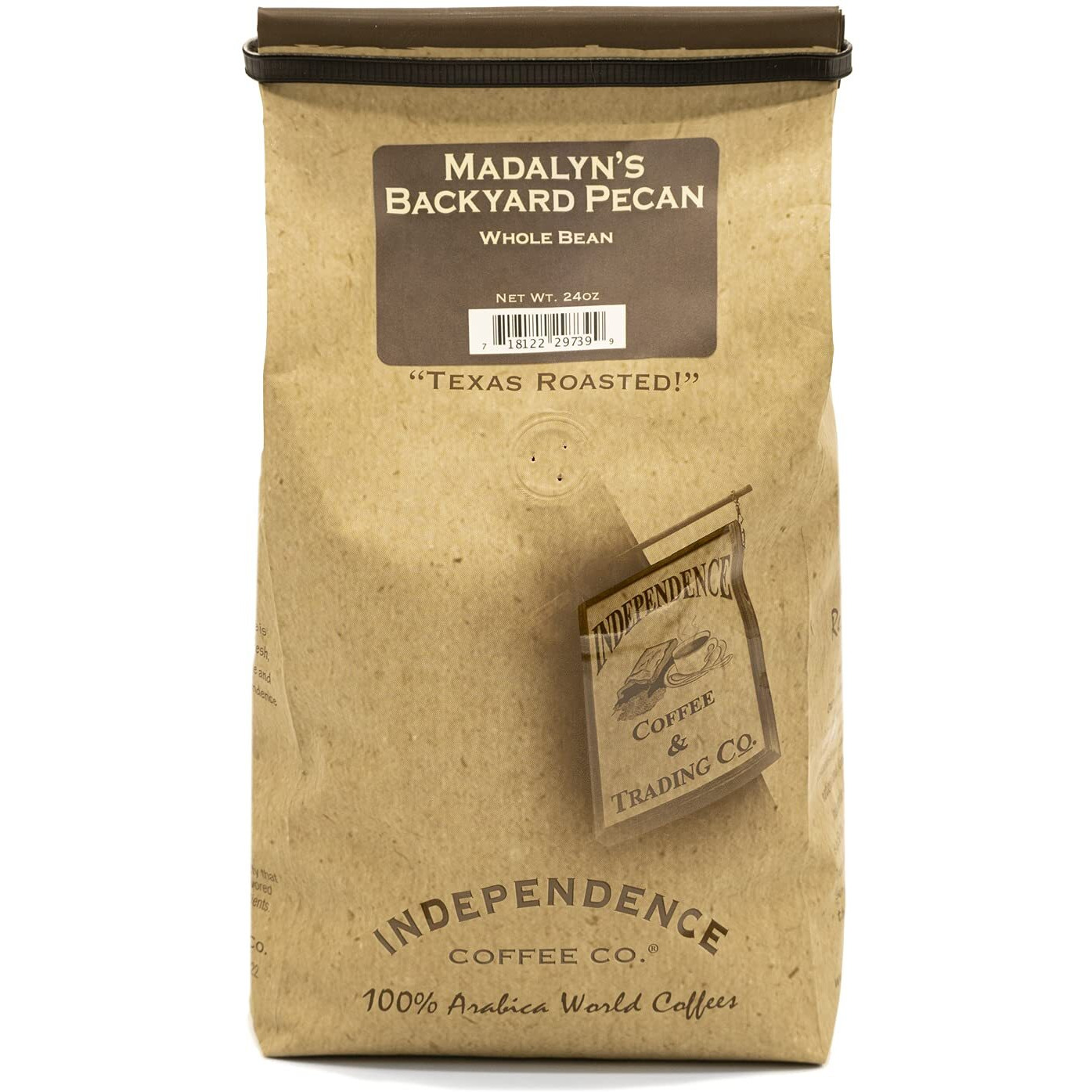 Independence Coffee Co. Madalyn's Backyard Pecan Flavored Mellow Body, Light Roast Whole Bean Coffee, 24 Ounce Bag