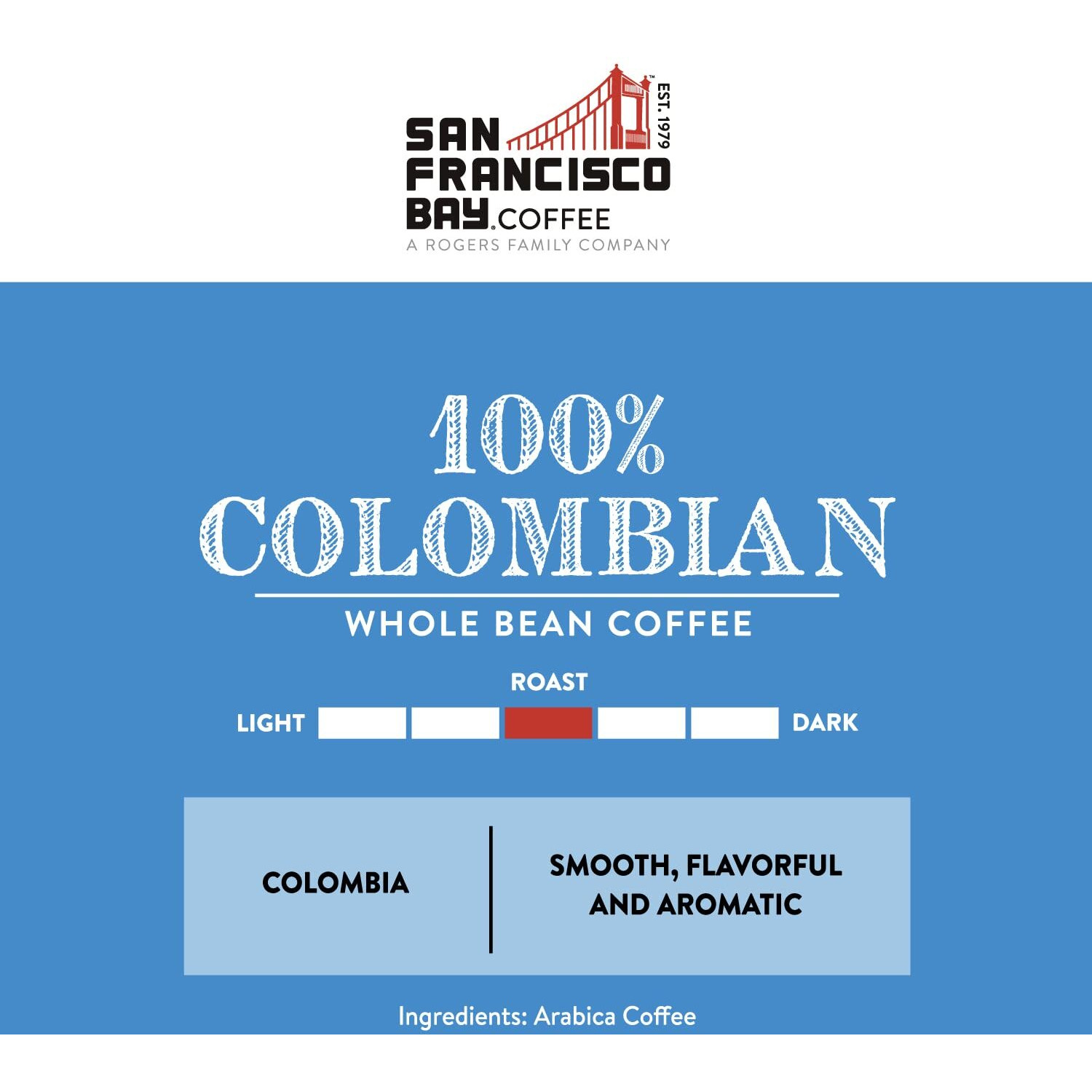 San Francisco Bay Whole Bean Coffee - 100% Colombian (2Lb Bag), Medium Roast