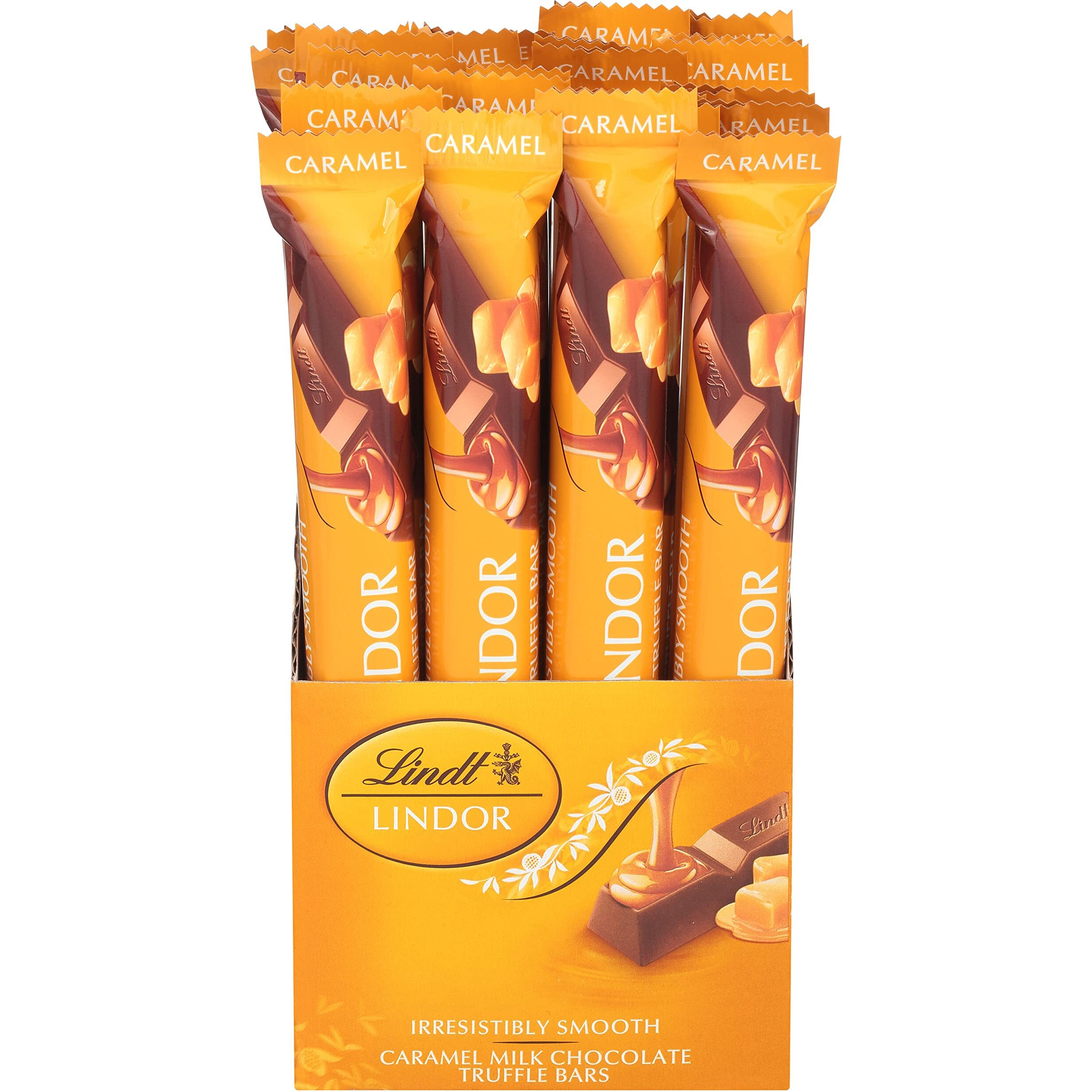 Lindt Lindor Caramel Milk Chocolate Truffle Bar, Milk Chocolate Candy With Smooth, Melting Truffle Center, Great For Gift Giving, 1.3 Ounce (Pack Of 24)