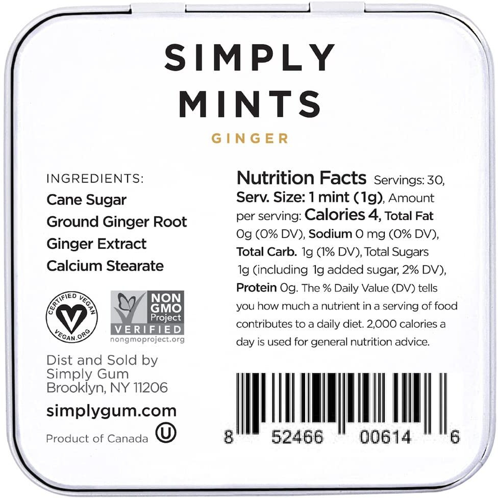 Simply Gum Breath Mints (Ginger, 1.1 Ounce (Pack Of 6))