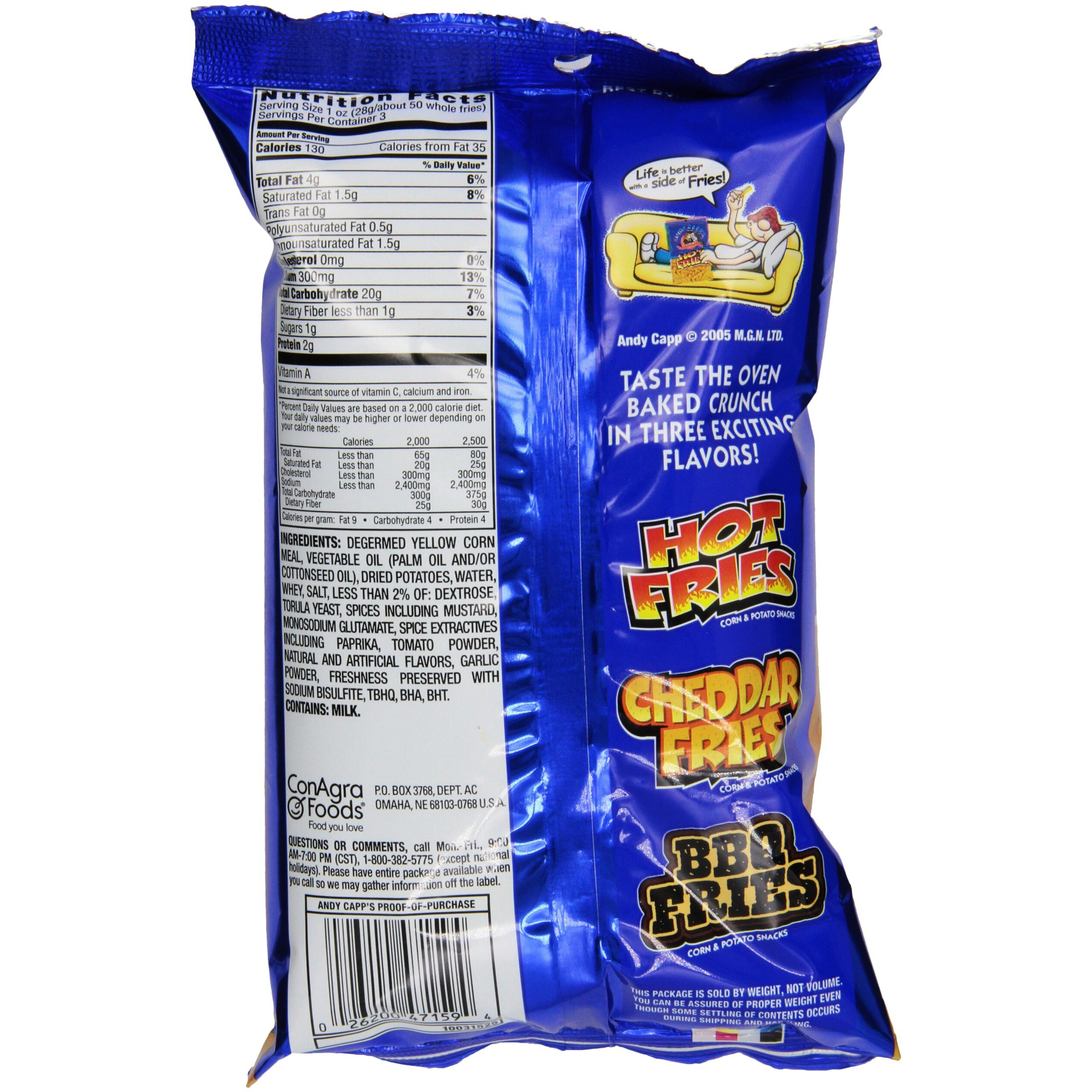 Andy Capp's Hot Fries, 3 Oz, 7 Pack