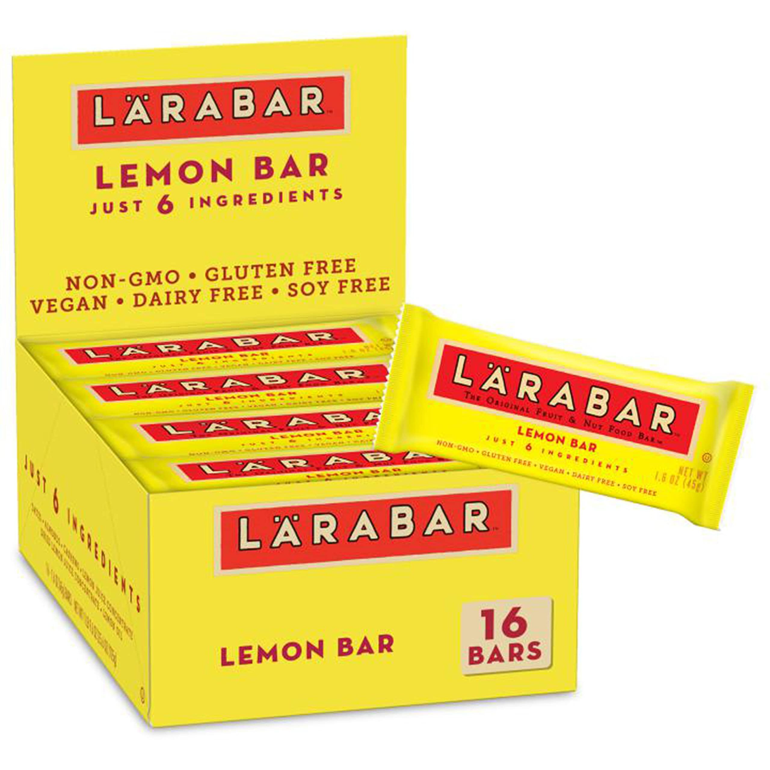 Larabar Lemon Bar, Gluten Free Vegan Fruit & Nut Bar, 1.6 Oz Bars, 16 Ct