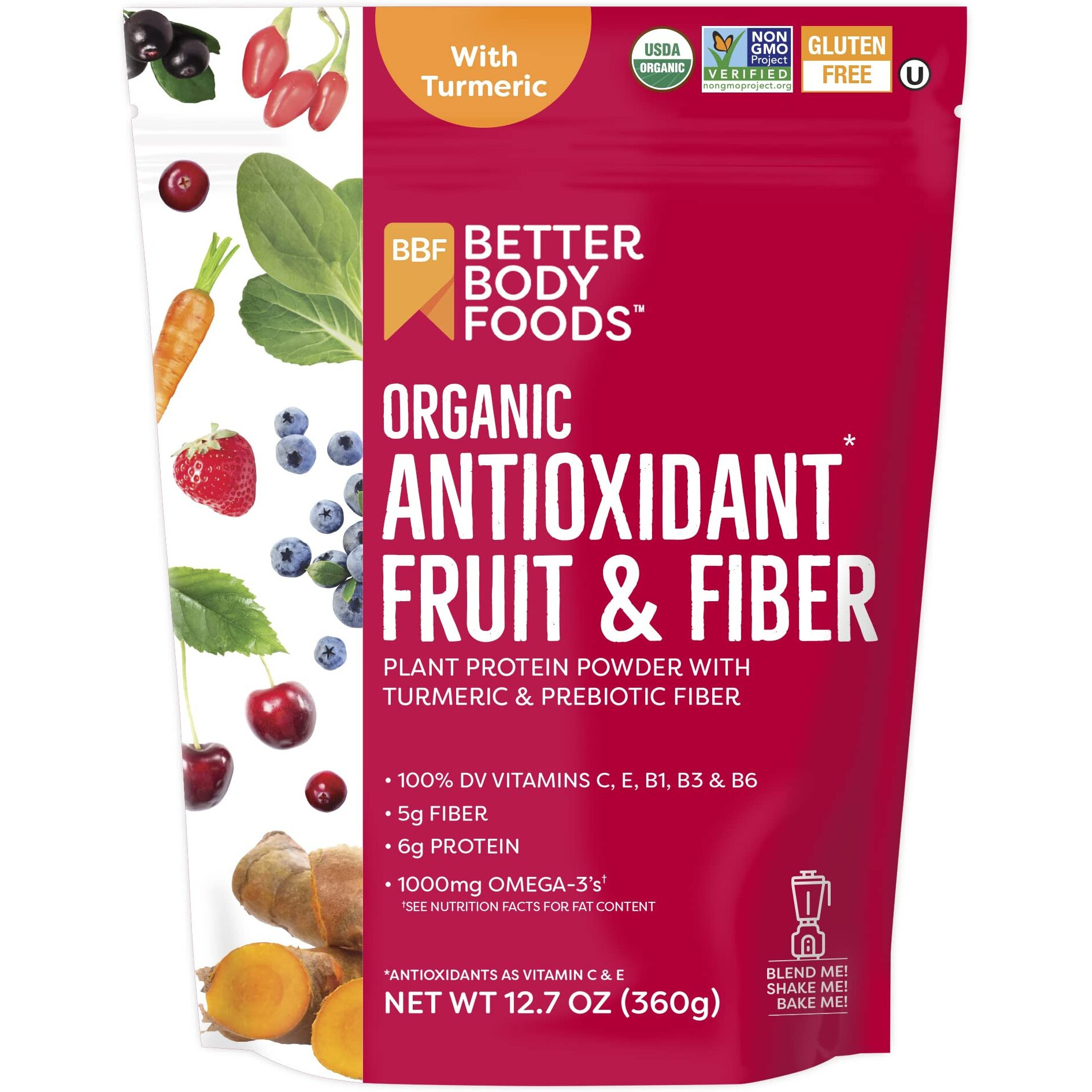Betterbody Foods Organic Antioxidant Fruit And Fiber Superfood Blend, 12.7 Ounce, Powder
