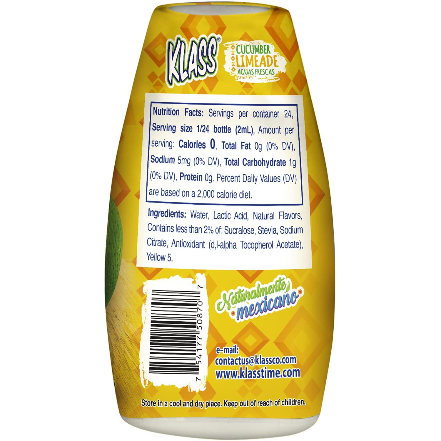 Liquid Water Enhancer | Klass Aguas Frescas | Sugar-Free Naturally Flavored Cucumber-Limeade | Keto Friendly|1.62 Oz Pack Of 4 (Makes 24 Servings Each) 0 Calories Per Serving