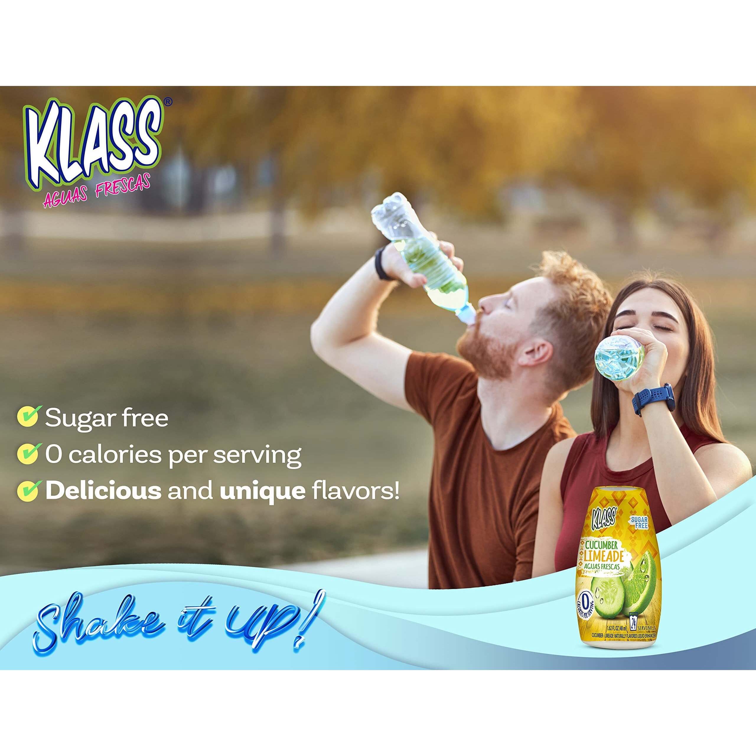 Liquid Water Enhancer | Klass Aguas Frescas | Sugar-Free Naturally Flavored Cucumber-Limeade | Keto Friendly|1.62 Oz Pack Of 4 (Makes 24 Servings Each) 0 Calories Per Serving