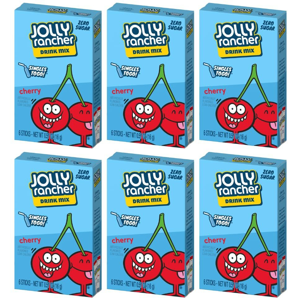 Jolly Rancher Singles To Go Cherry, 6 Boxes With 6 Packets Each - 36 Total Servings