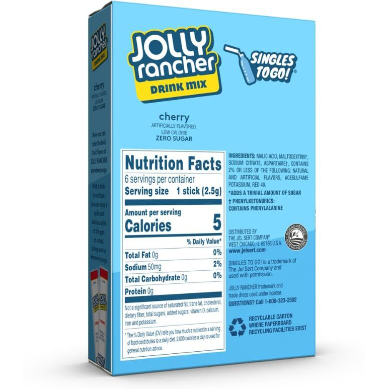Jolly Rancher Singles To Go Cherry, 6 Boxes With 6 Packets Each - 36 Total Servings